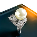 Panther Ring with Tahitian Pearl