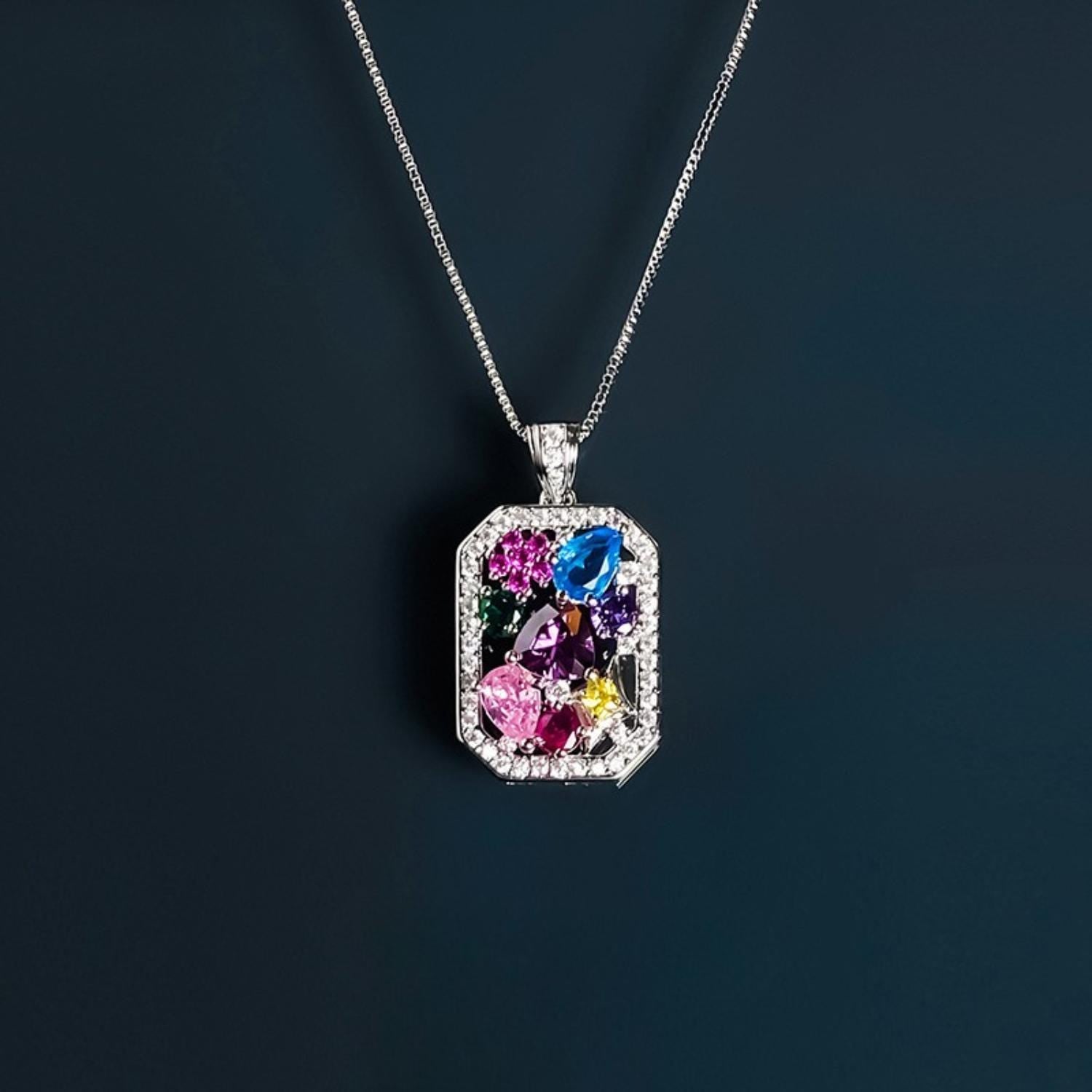 Rainbow Crystal Pendant Necklace