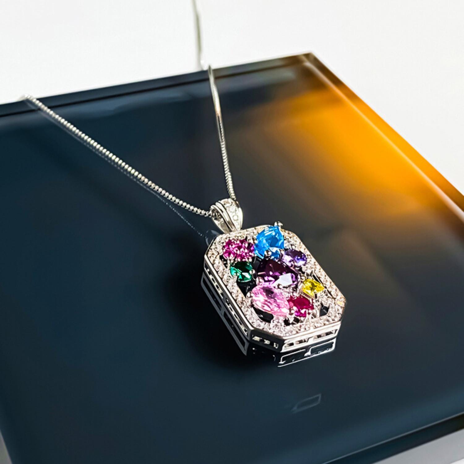 Rainbow Crystal Pendant Necklace