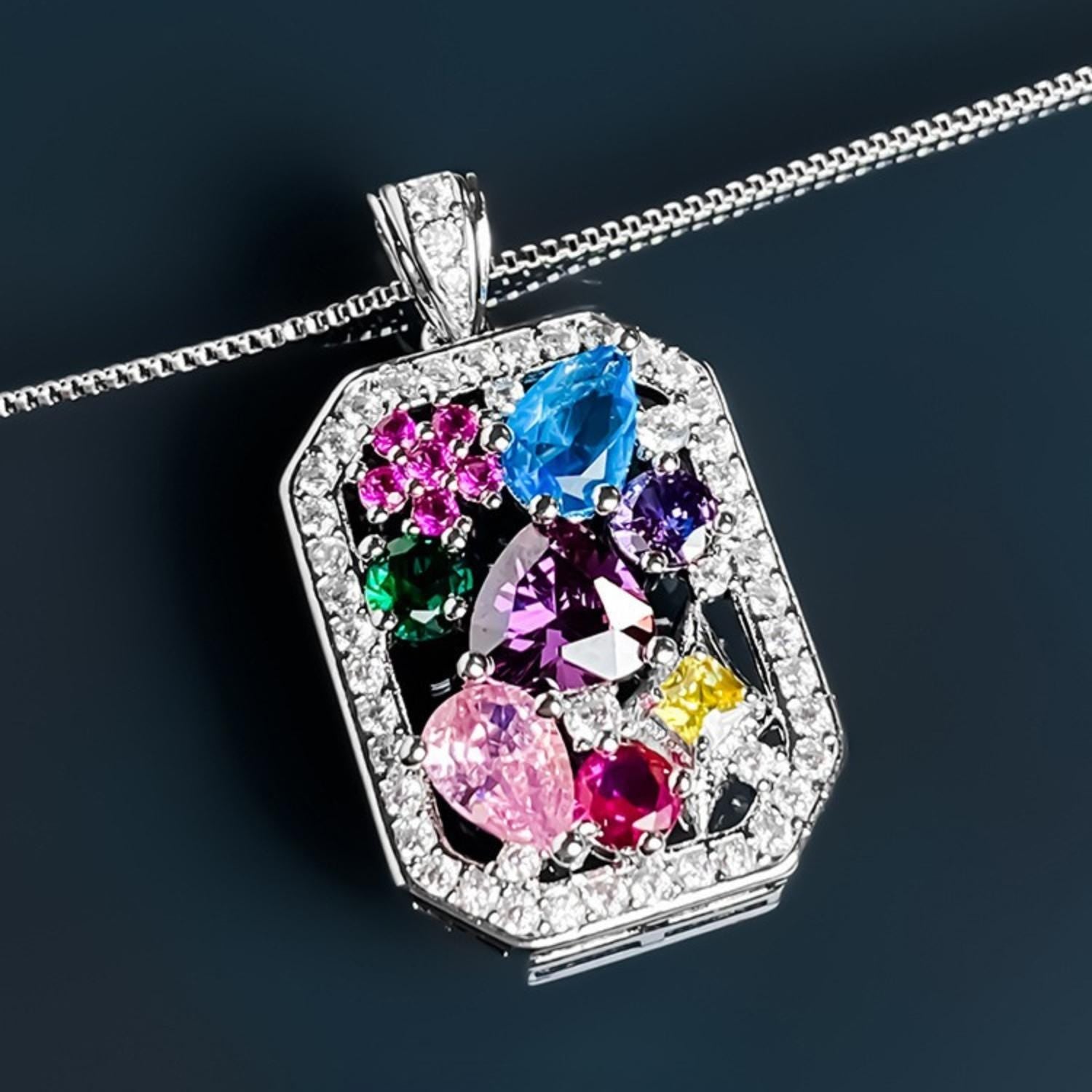 Rainbow Crystal Pendant Necklace