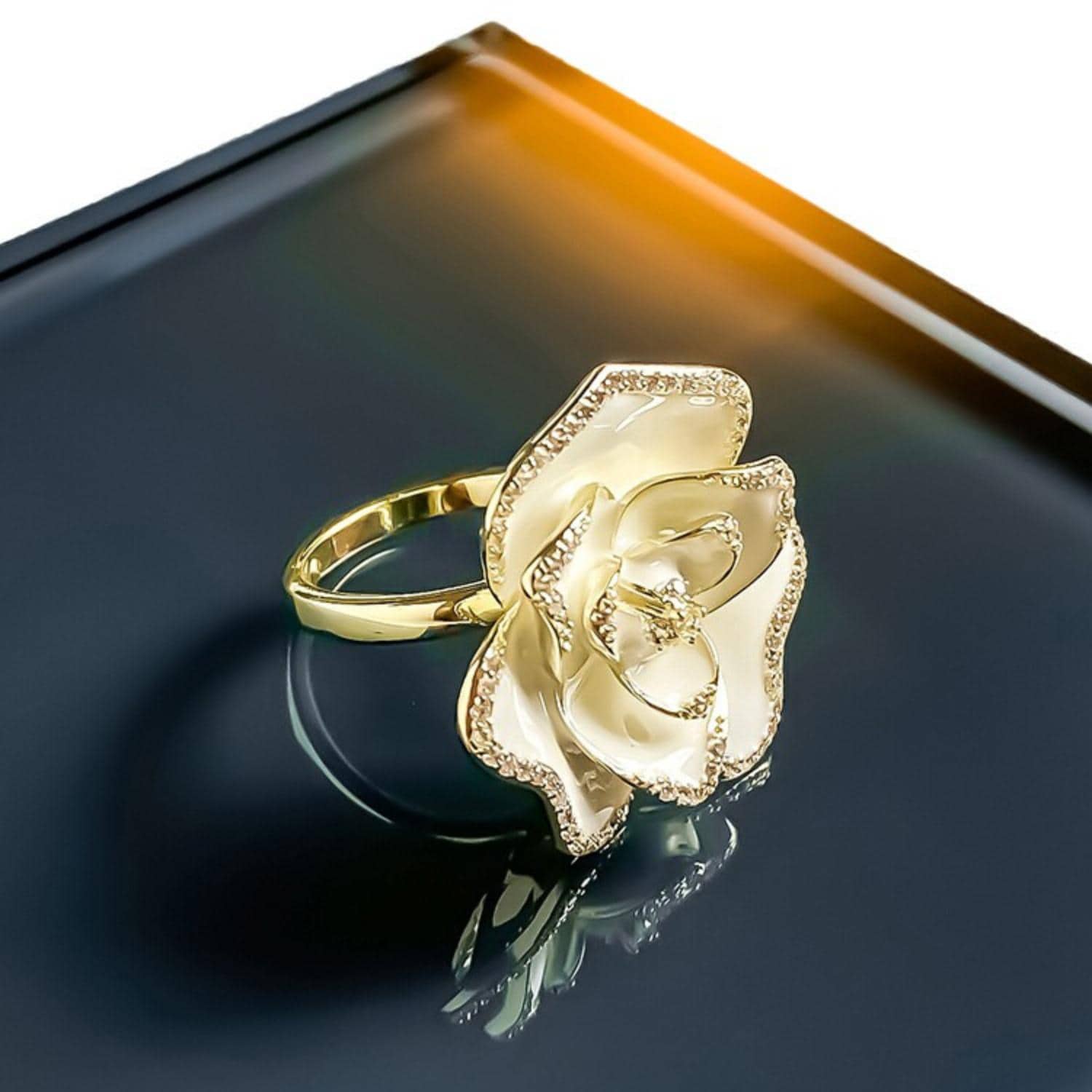 White Camellia Ring