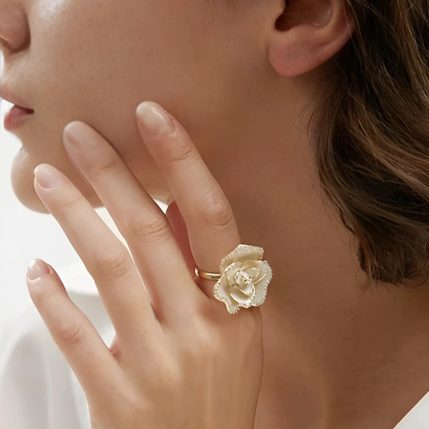 White Camellia Ring