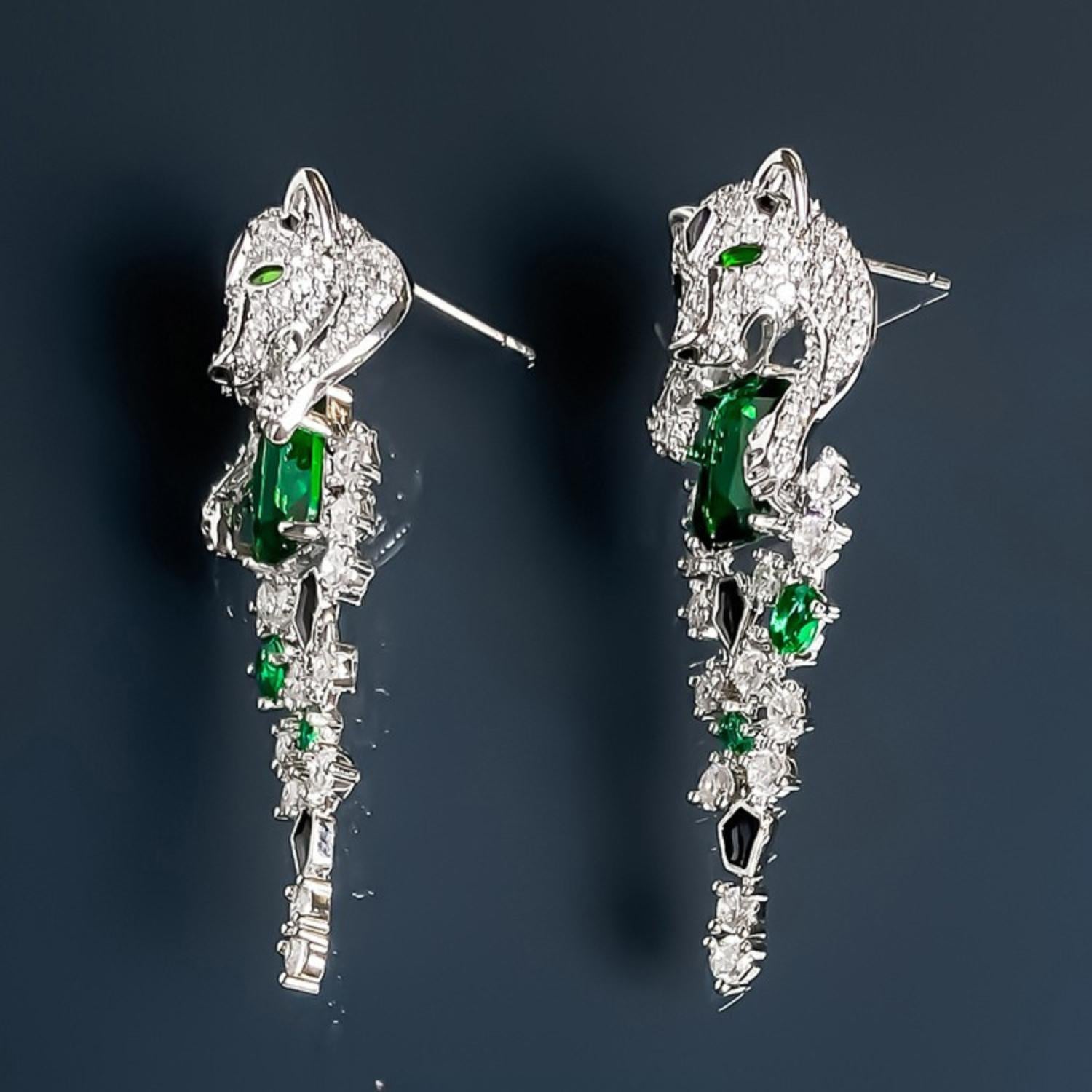Emerald Panther Earrings