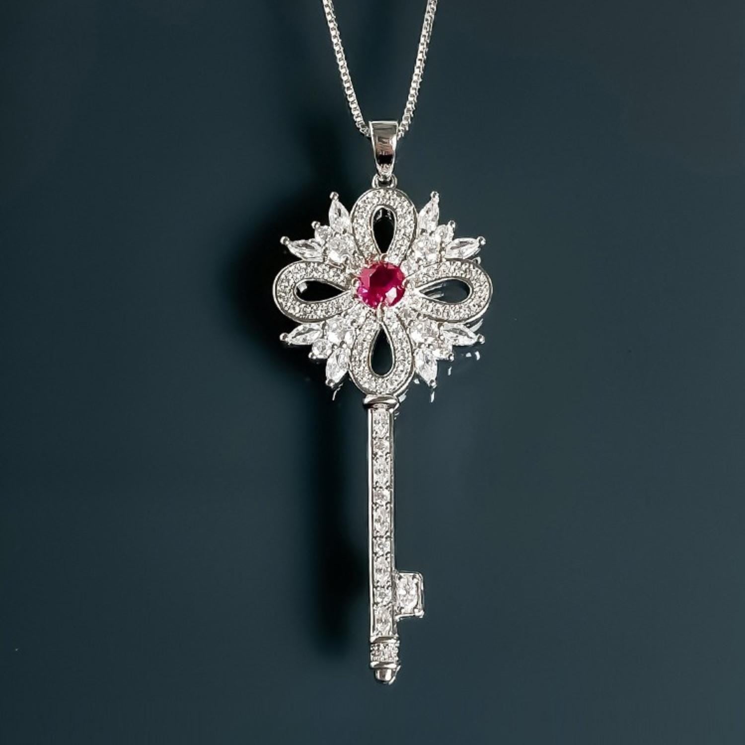 Platinum Key Necklace