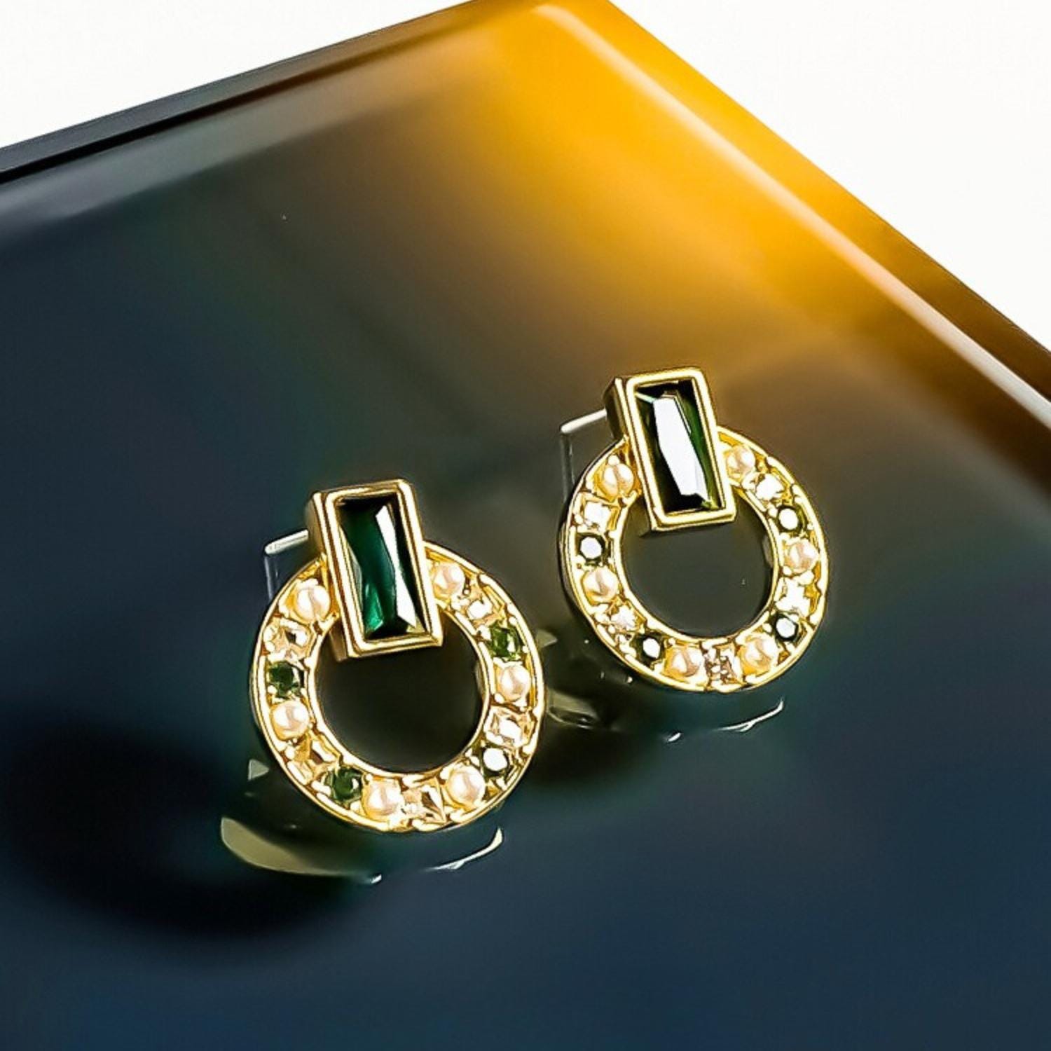 Emerald Halo Earrings