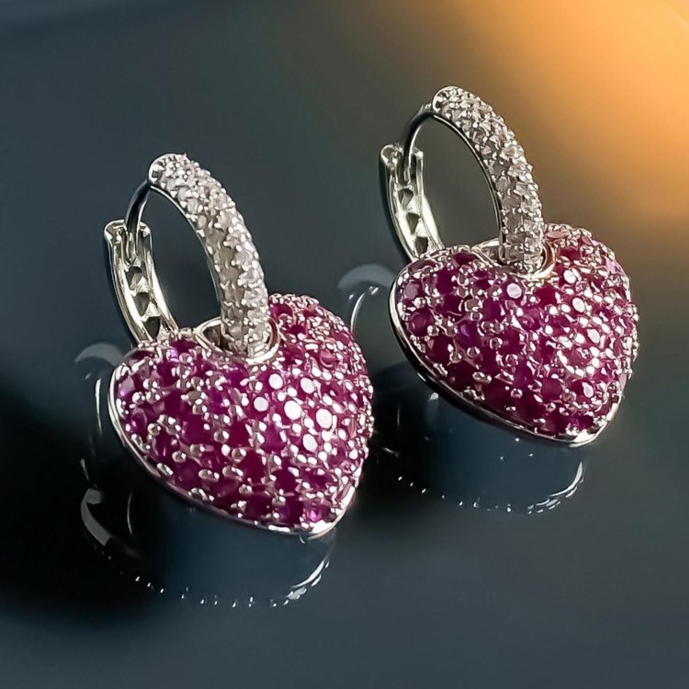 Rose Heart Hoop Earrings