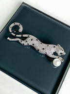 Panther Brooch with Pearl