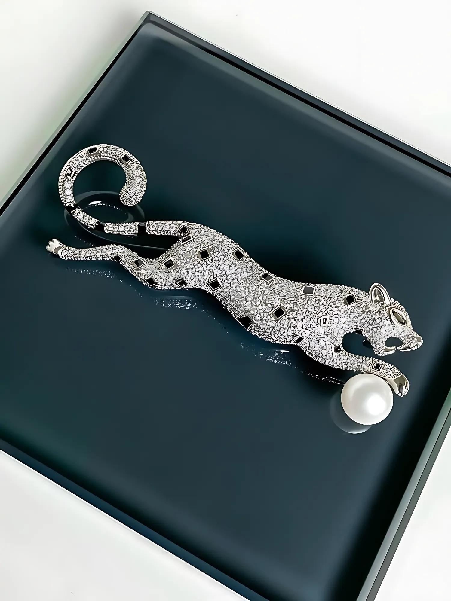 Panther Brooch with Pearl