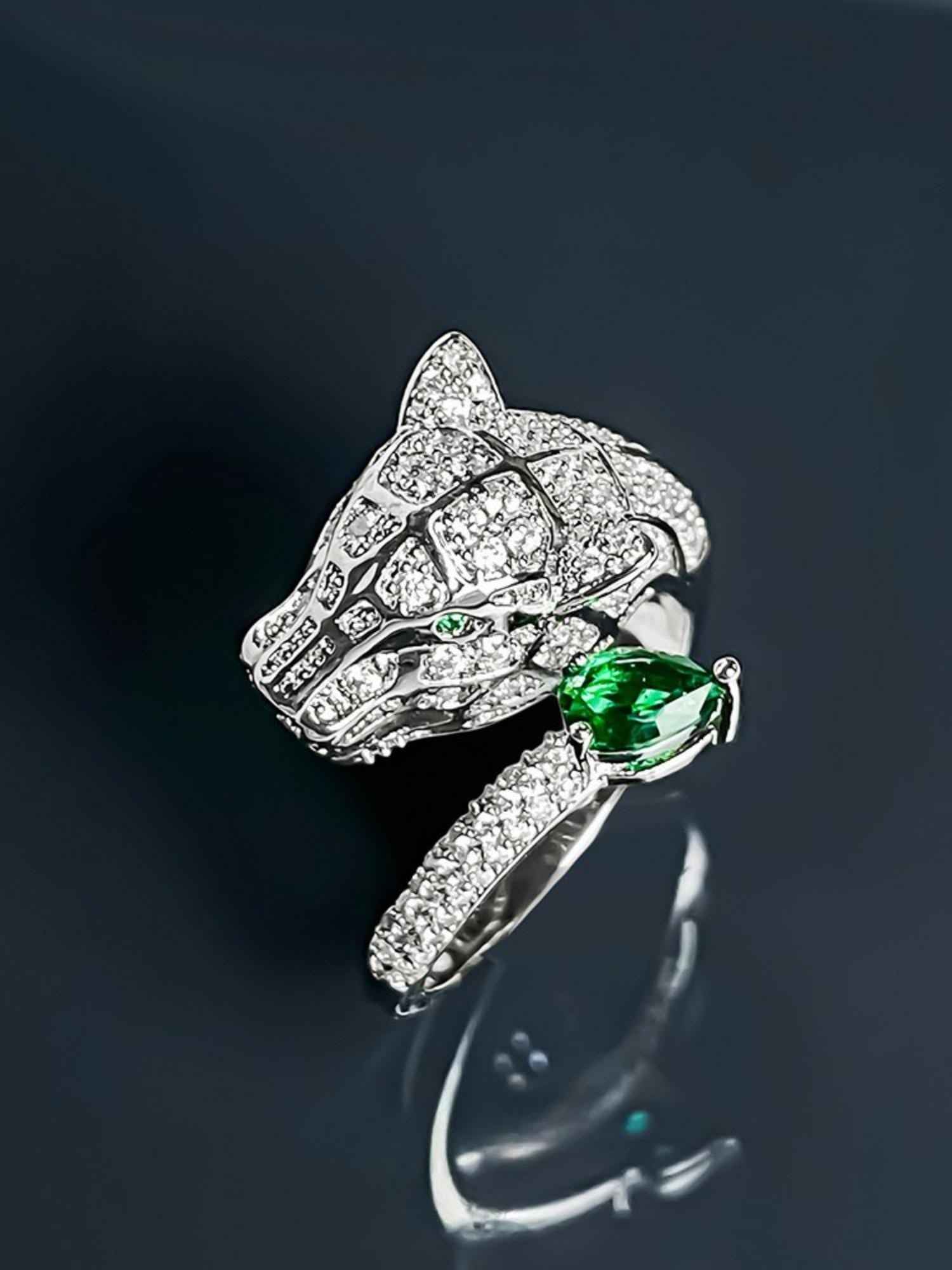 Emerald Panther Ring