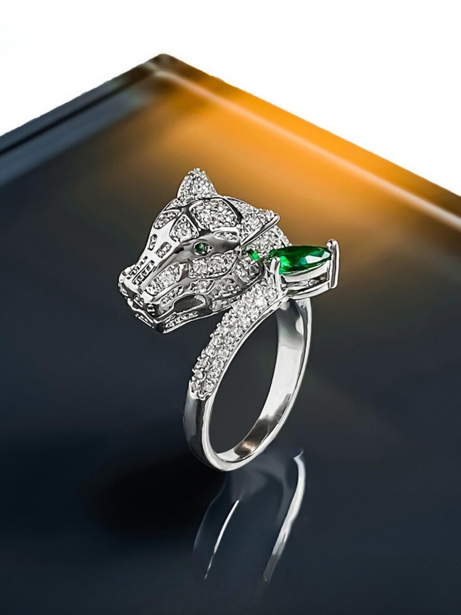 Emerald Panther Ring