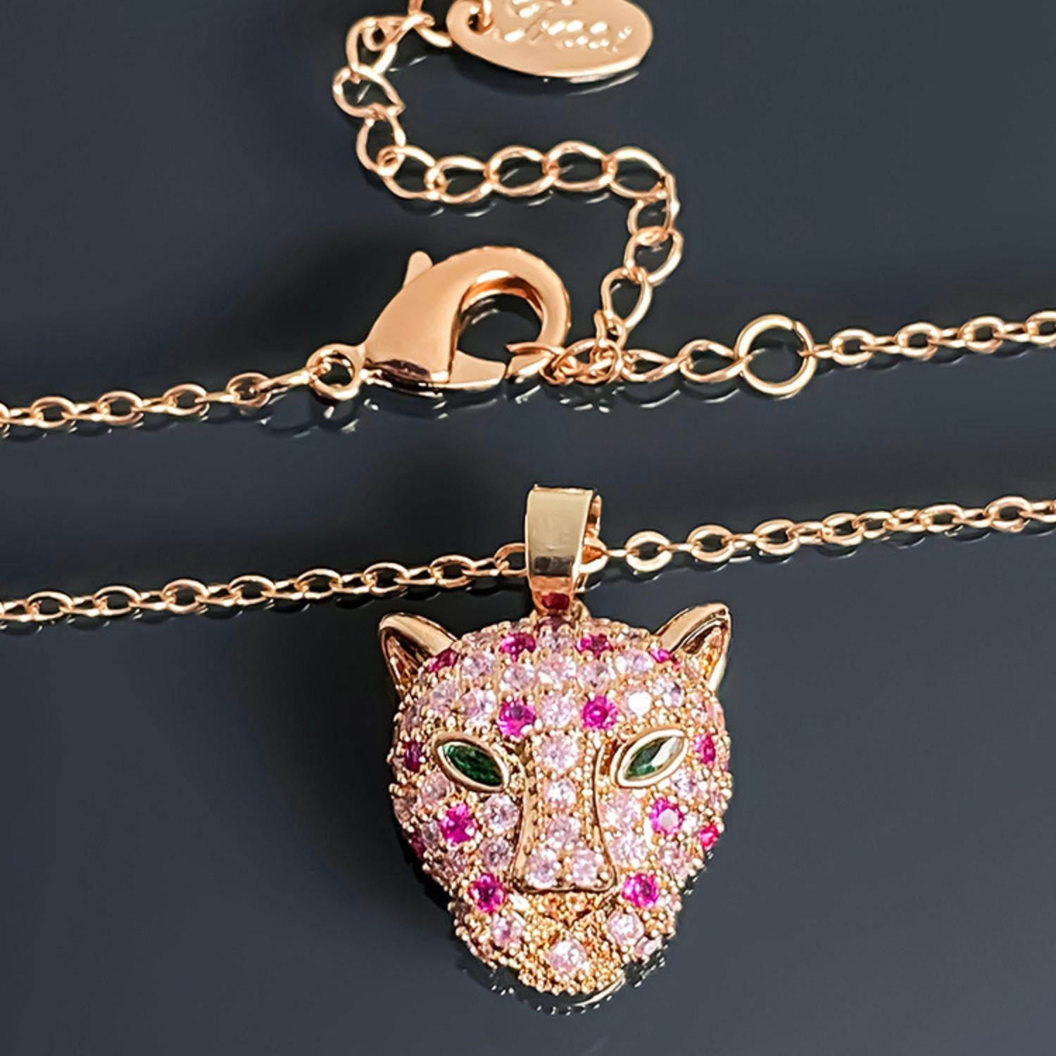 Rose Gold Panther Pendant Necklace