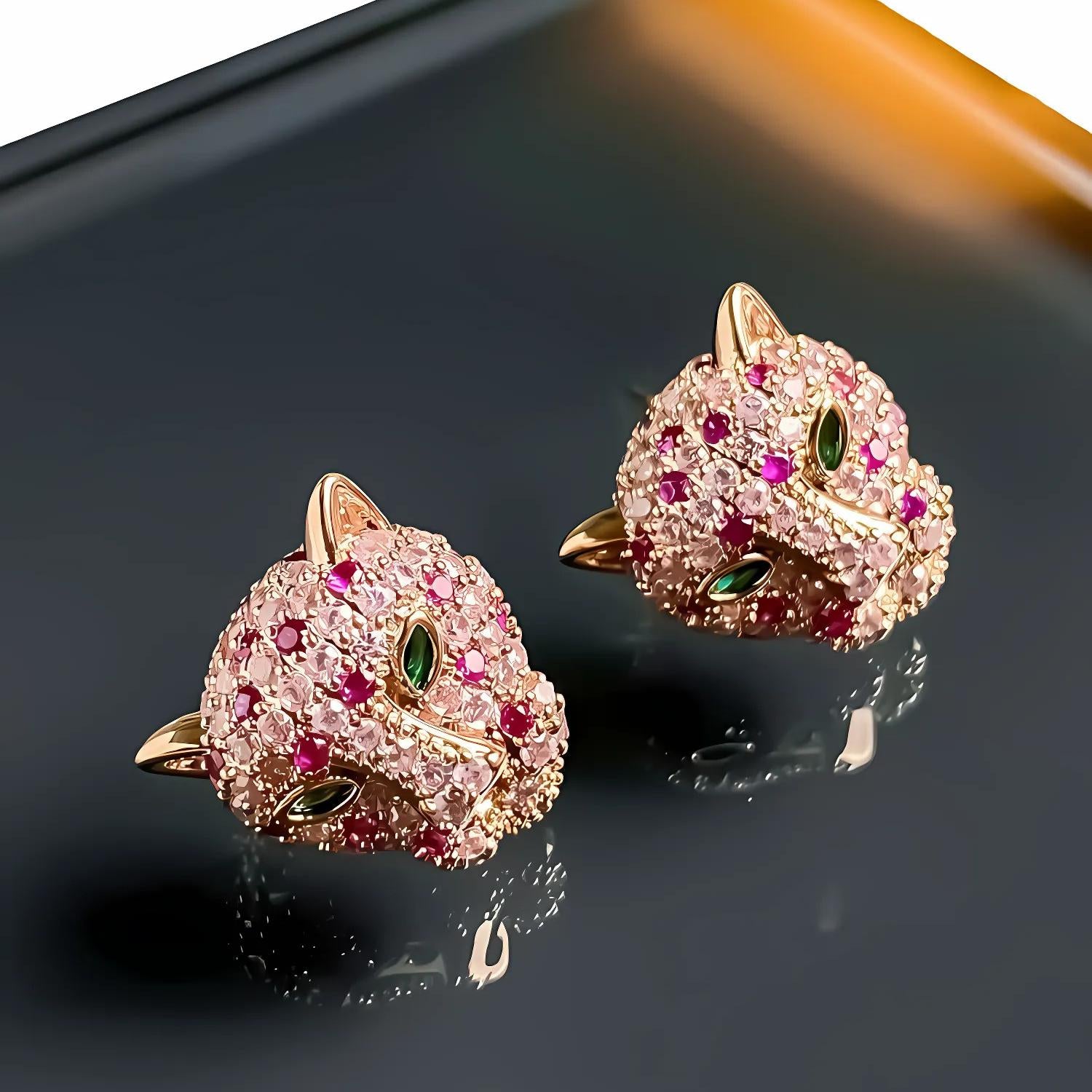 Rose Gold Panther Earrings