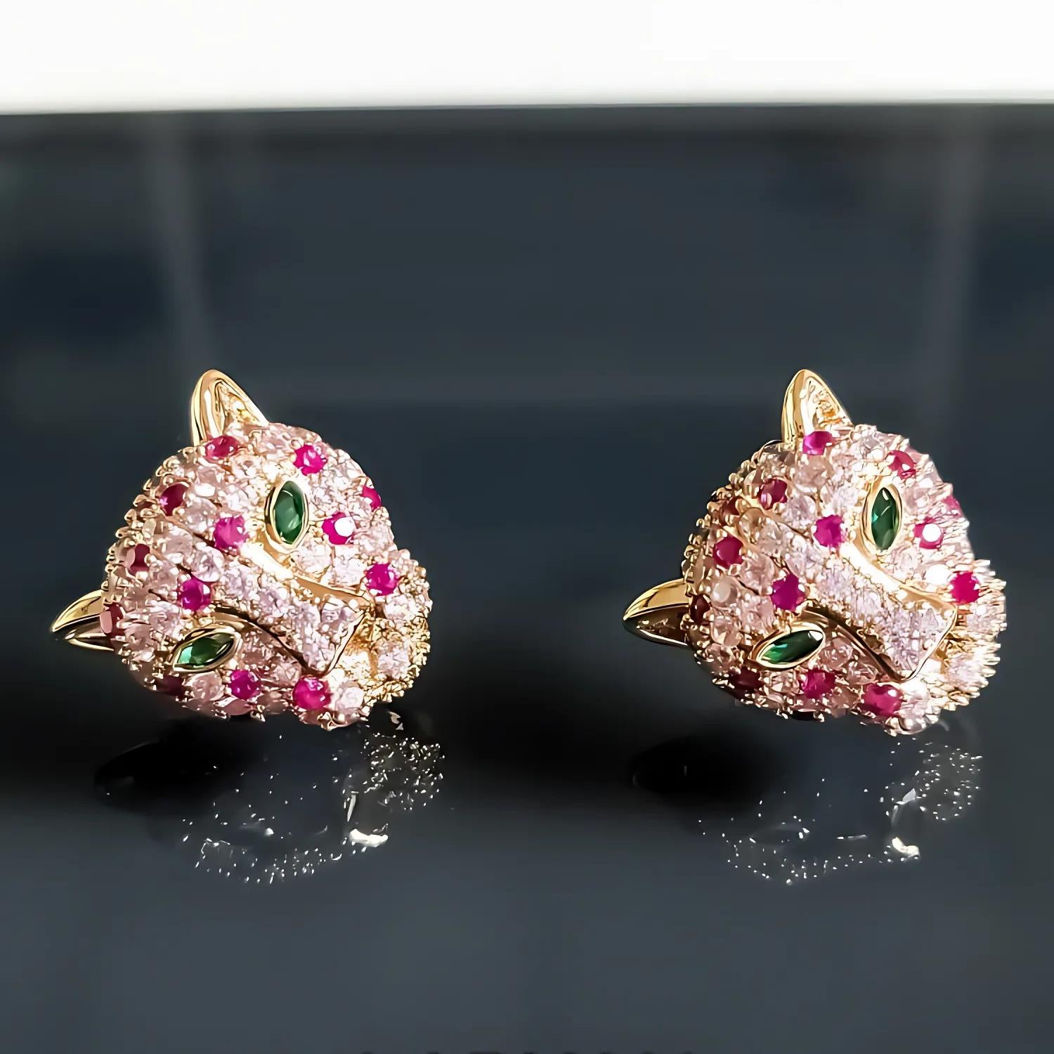 Rose Gold Panther Earrings