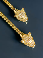 Twin Panther Pendant Necklace