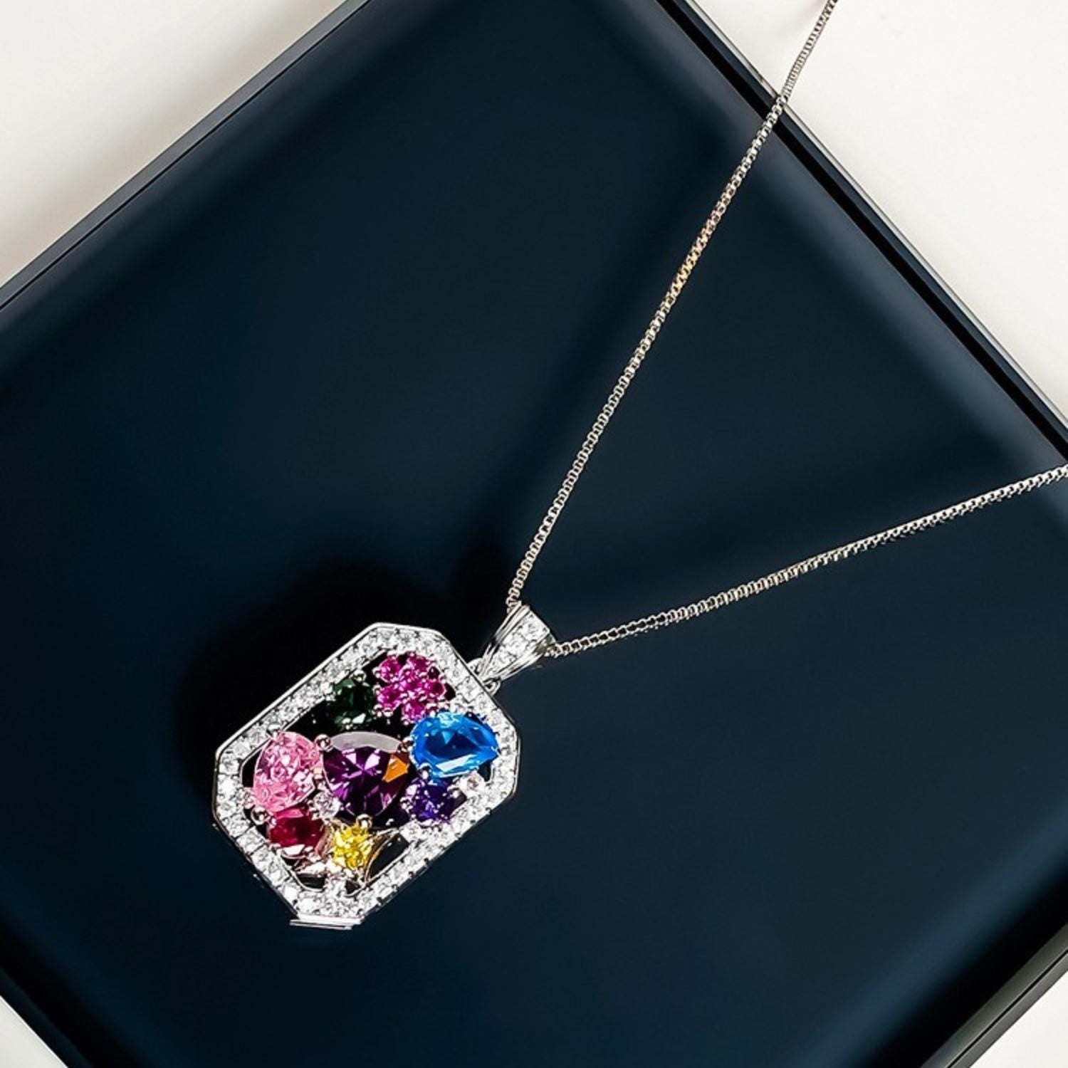 Rainbow Crystal Pendant Necklace