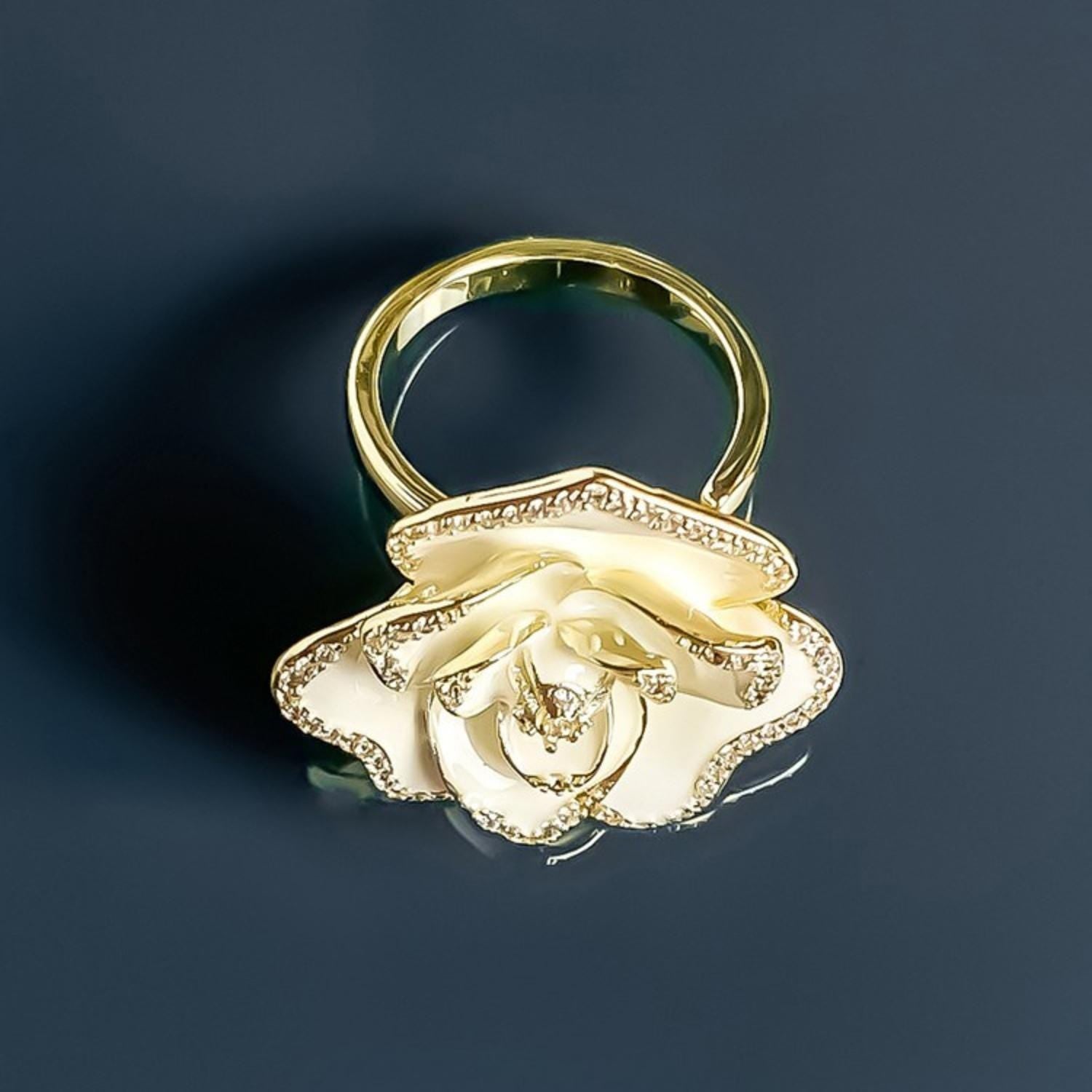 White Camellia Ring