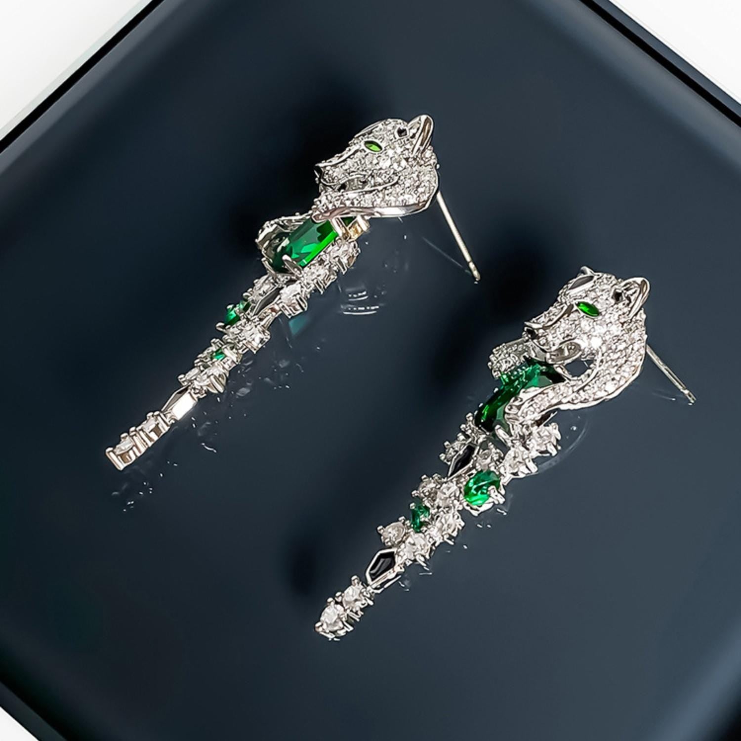 Emerald Panther Earrings