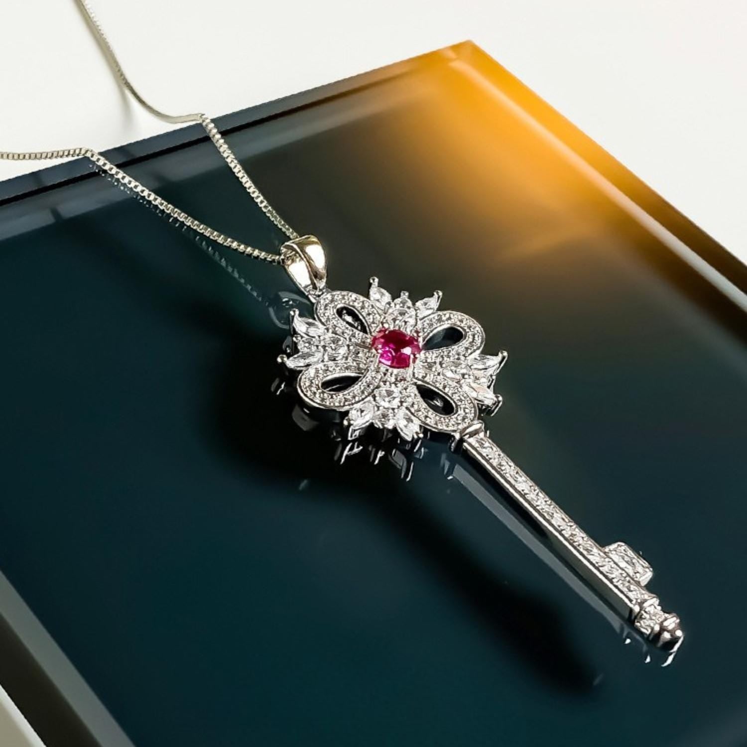 Platinum Key Necklace