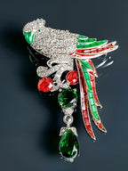 Emerald Plume Parrot Brooch