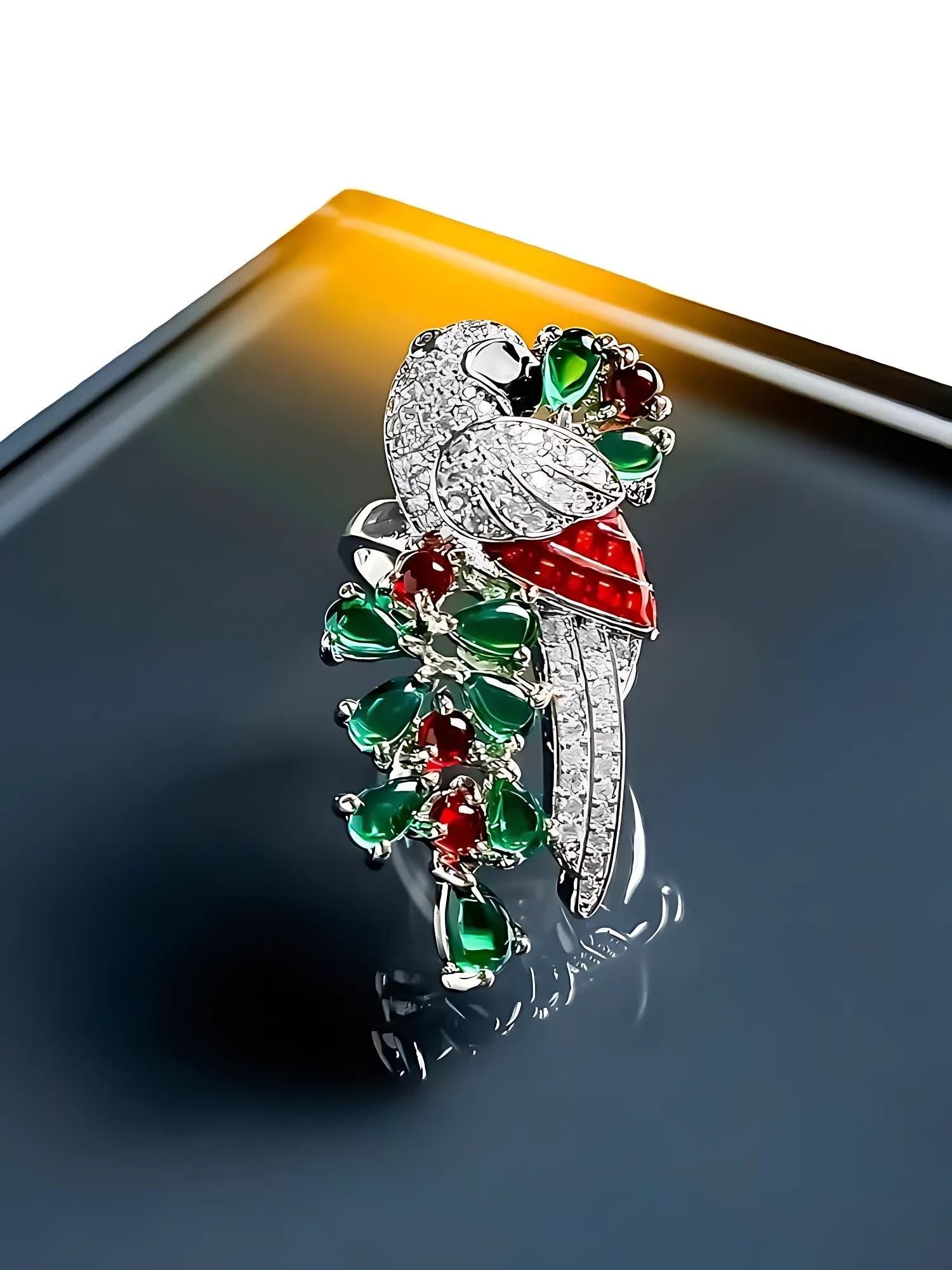 Emerald Plume Parrot Ring