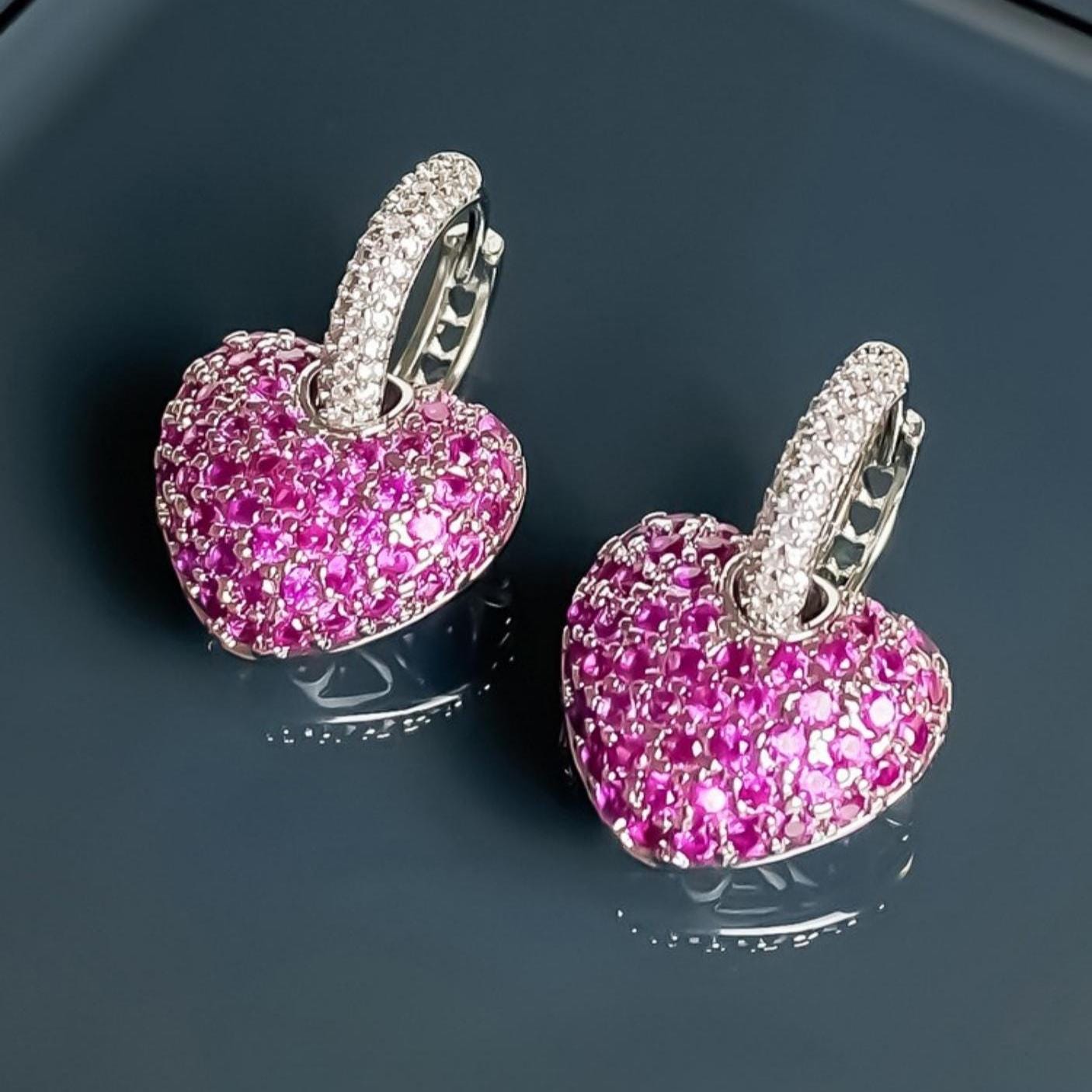 Rose Heart Hoop Earrings