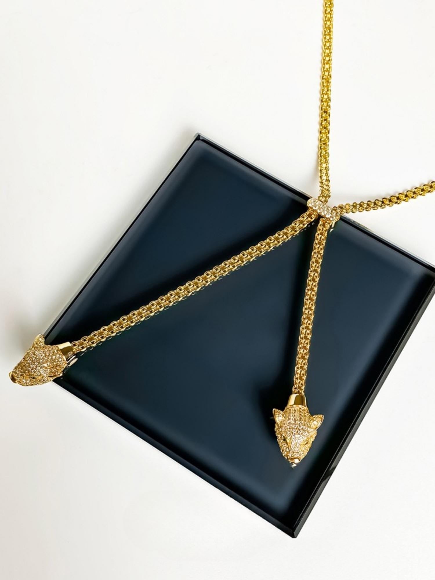 Twin Panther Pendant Necklace