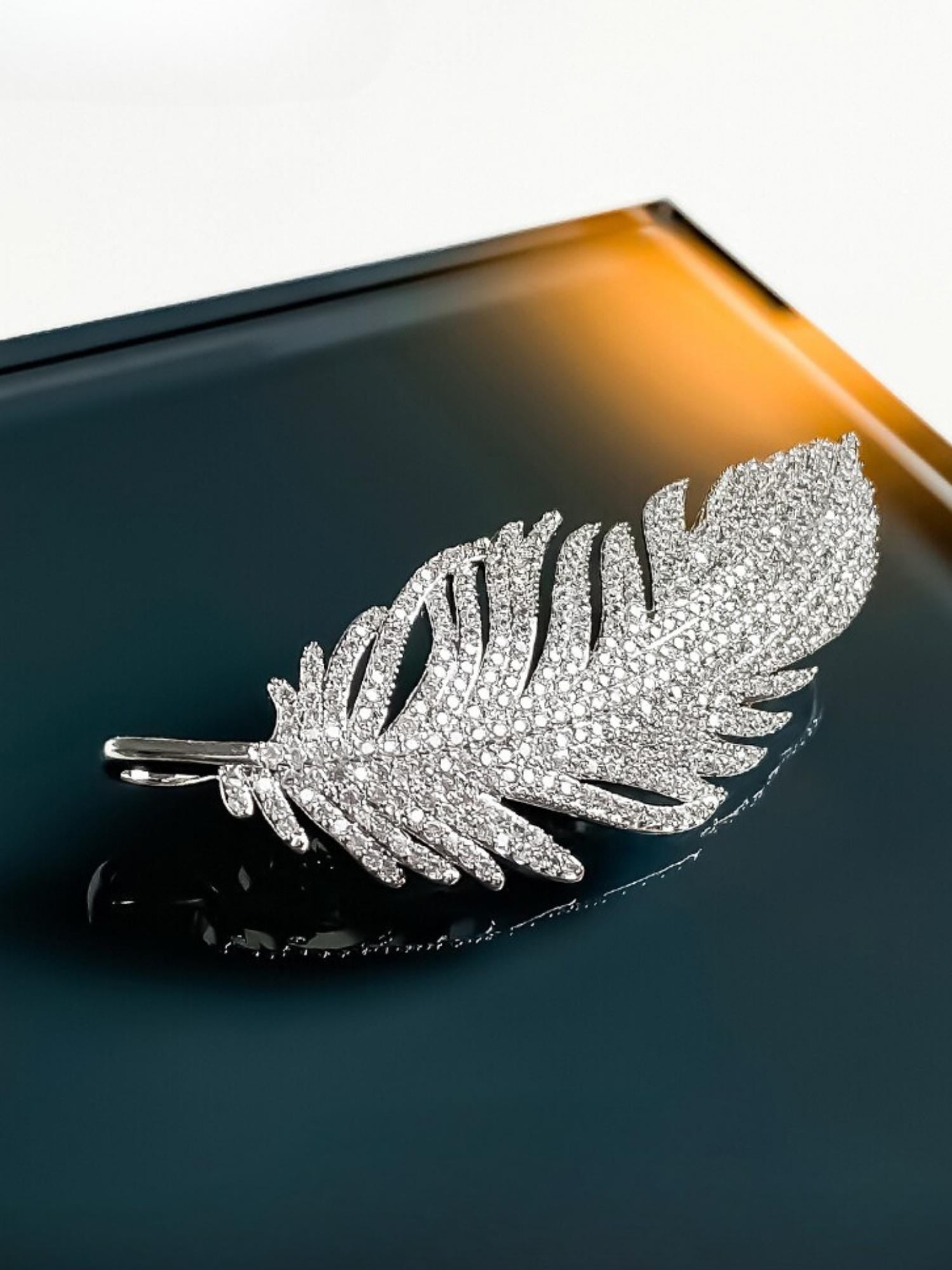 Crystal Feather Brooch