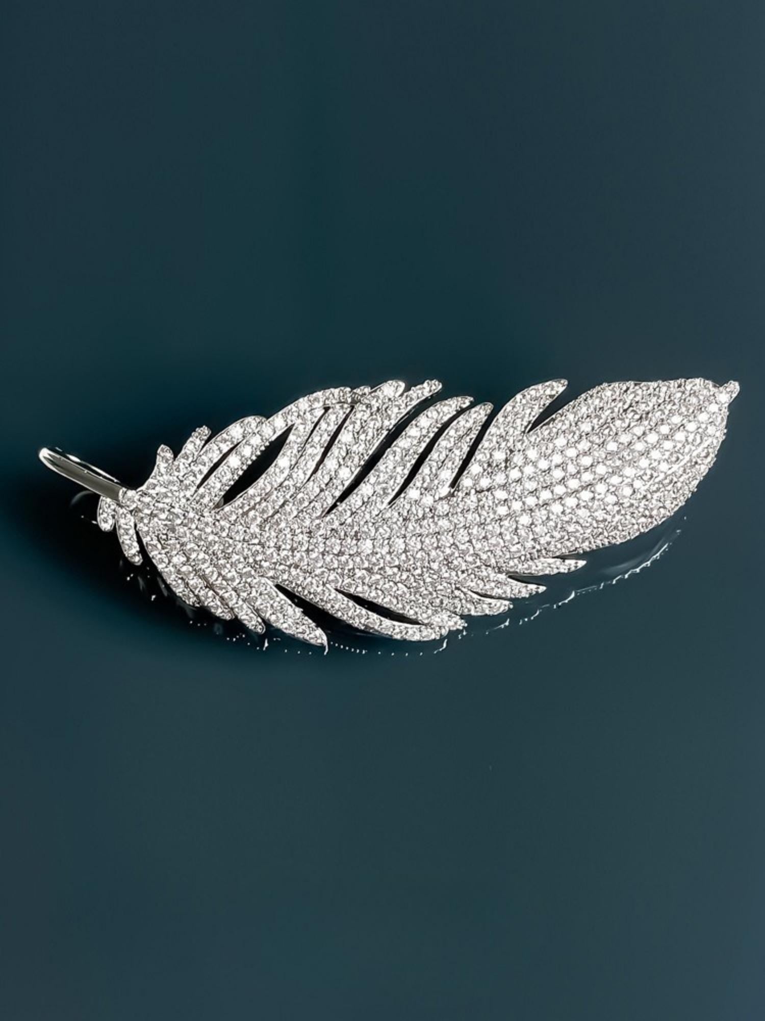 Crystal Feather Brooch