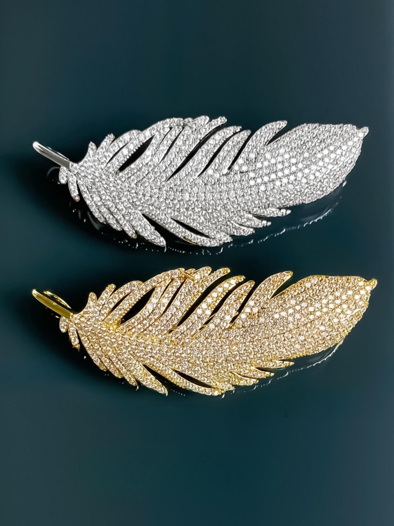 Crystal Feather Brooch