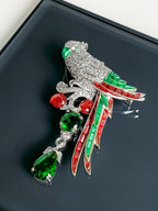 Emerald Plume Parrot Brooch