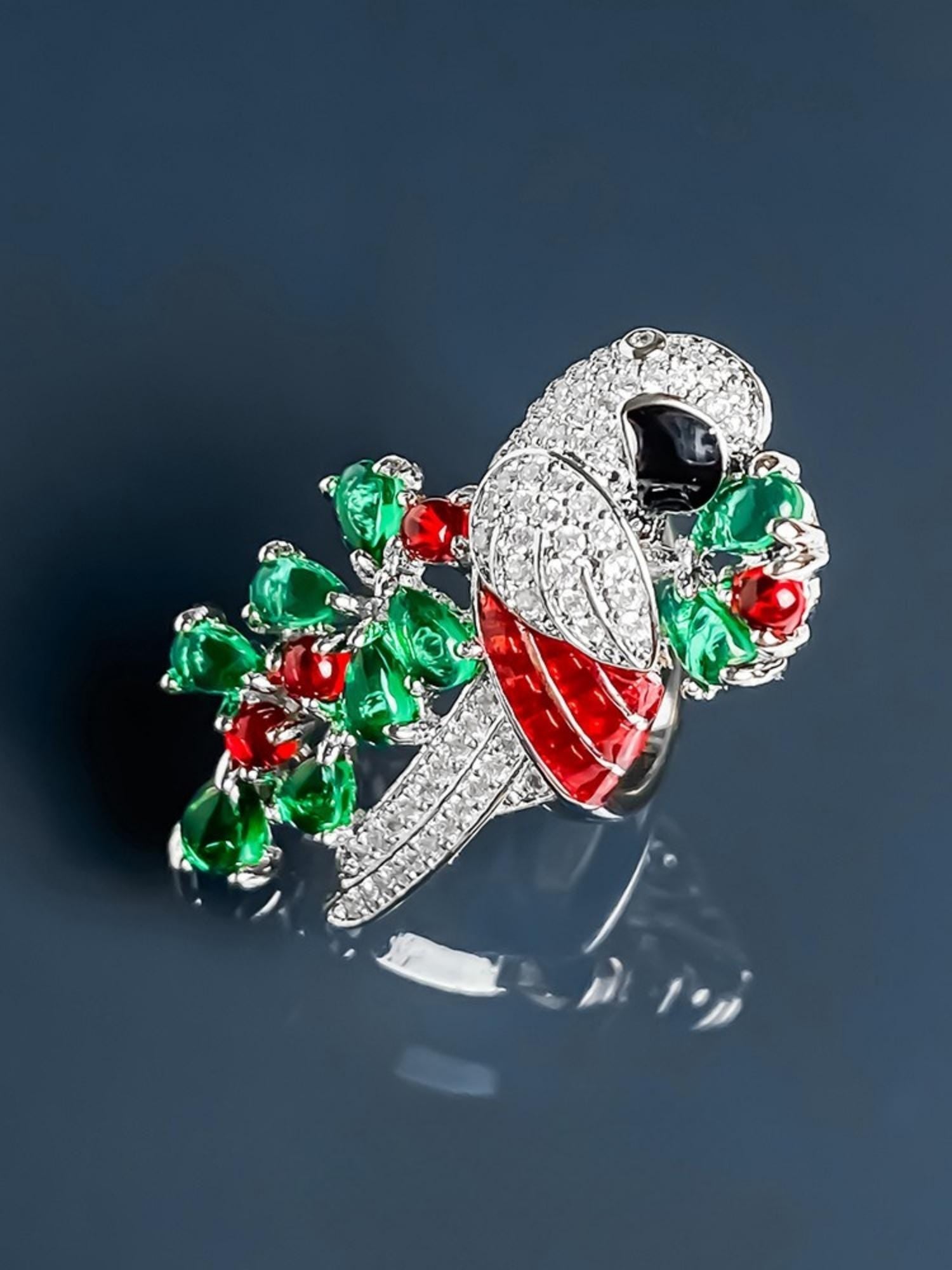 Emerald Plume Parrot Ring
