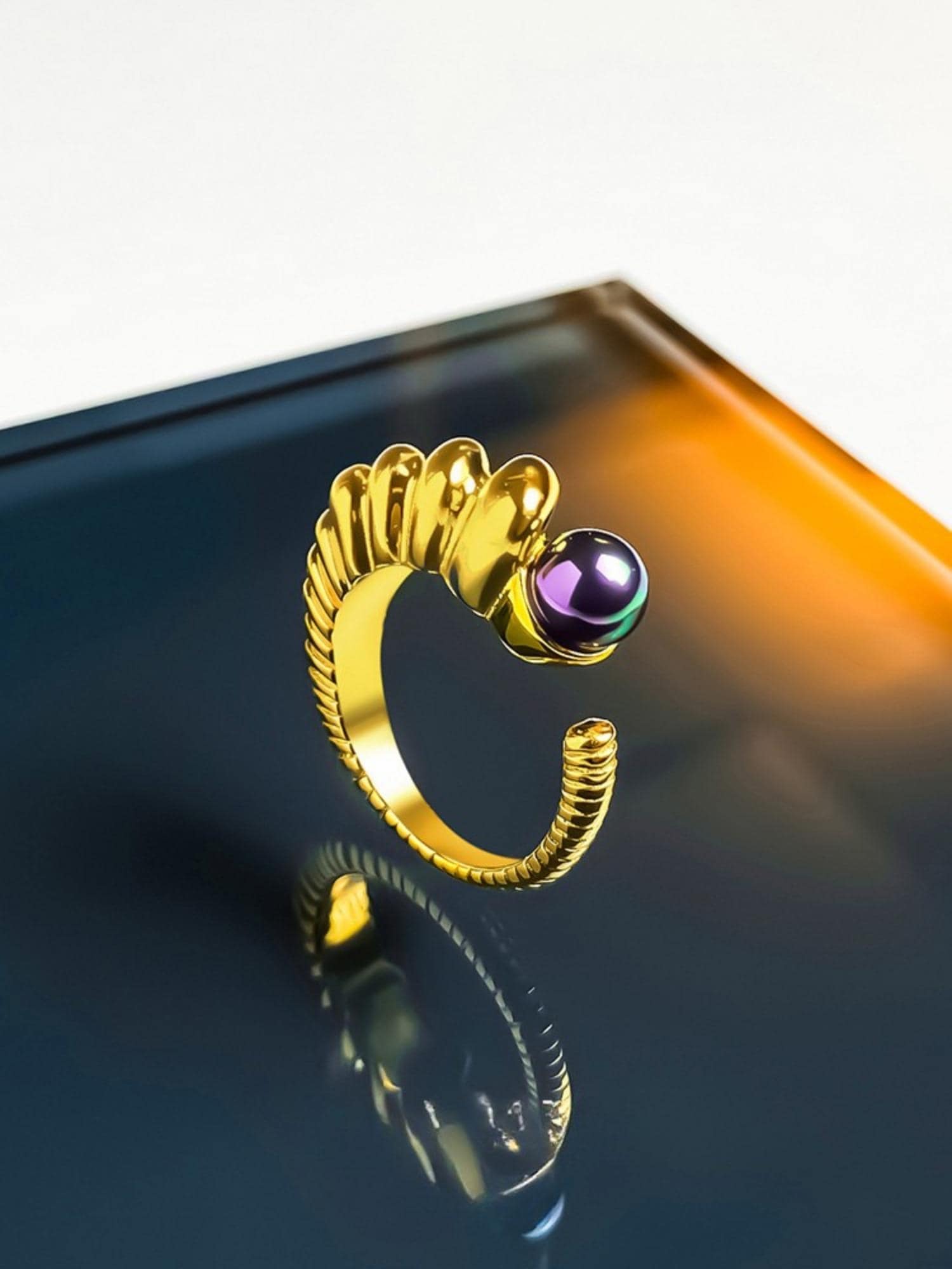 Golden Peacock Crest Ring