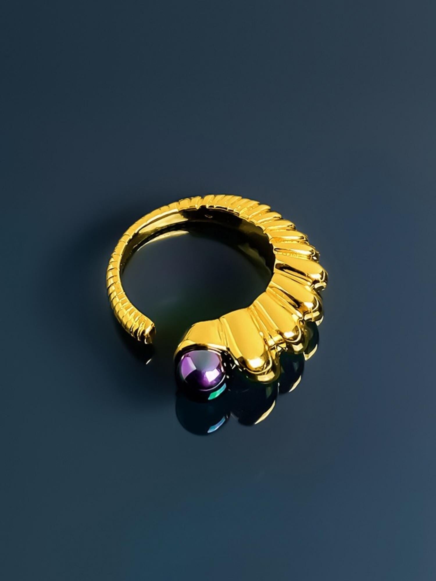 Golden Peacock Crest Ring