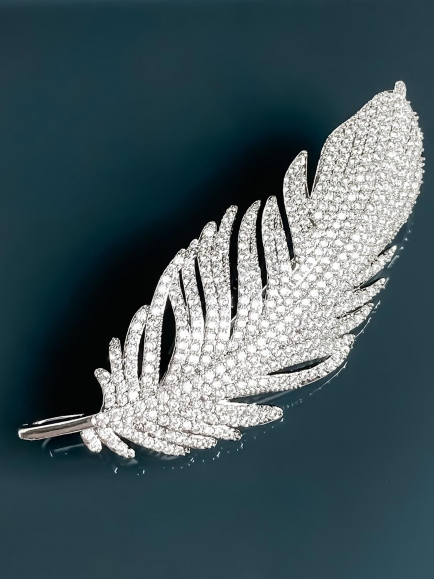 Crystal Feather Brooch