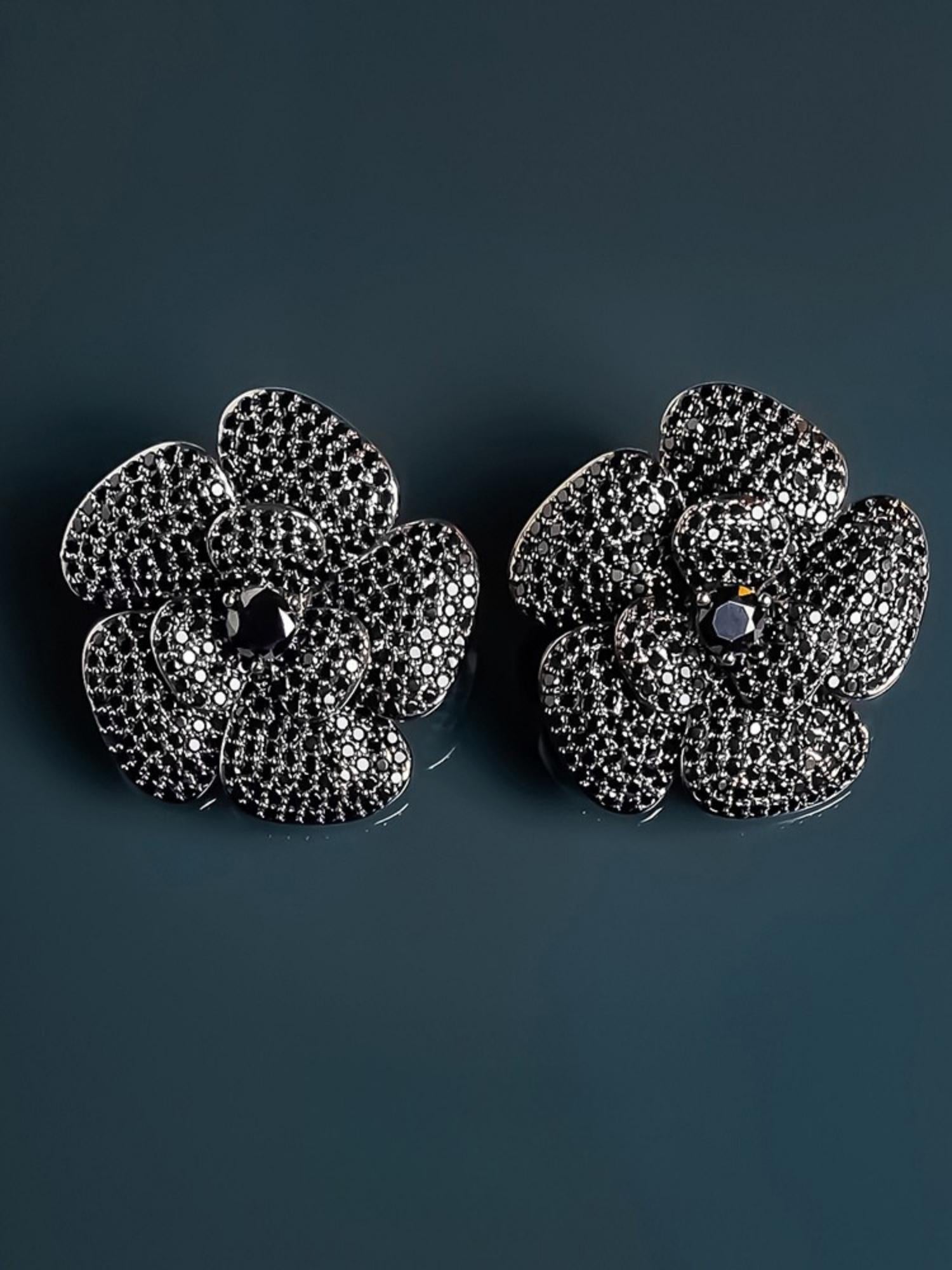 Midnight Camellia Studs