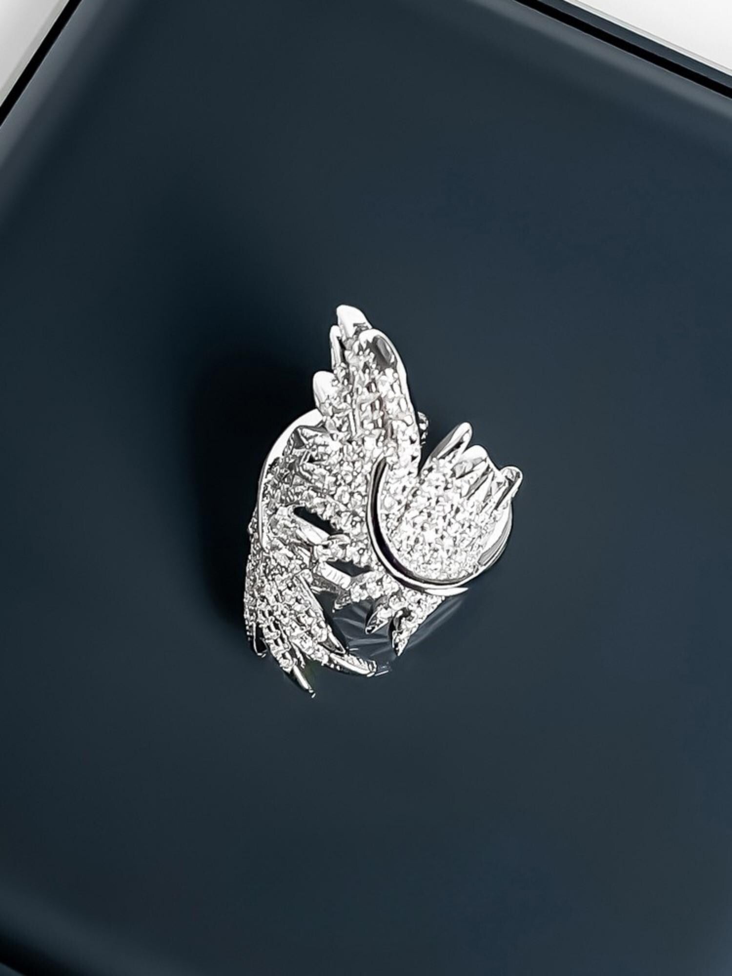 Crystal Feather Ring