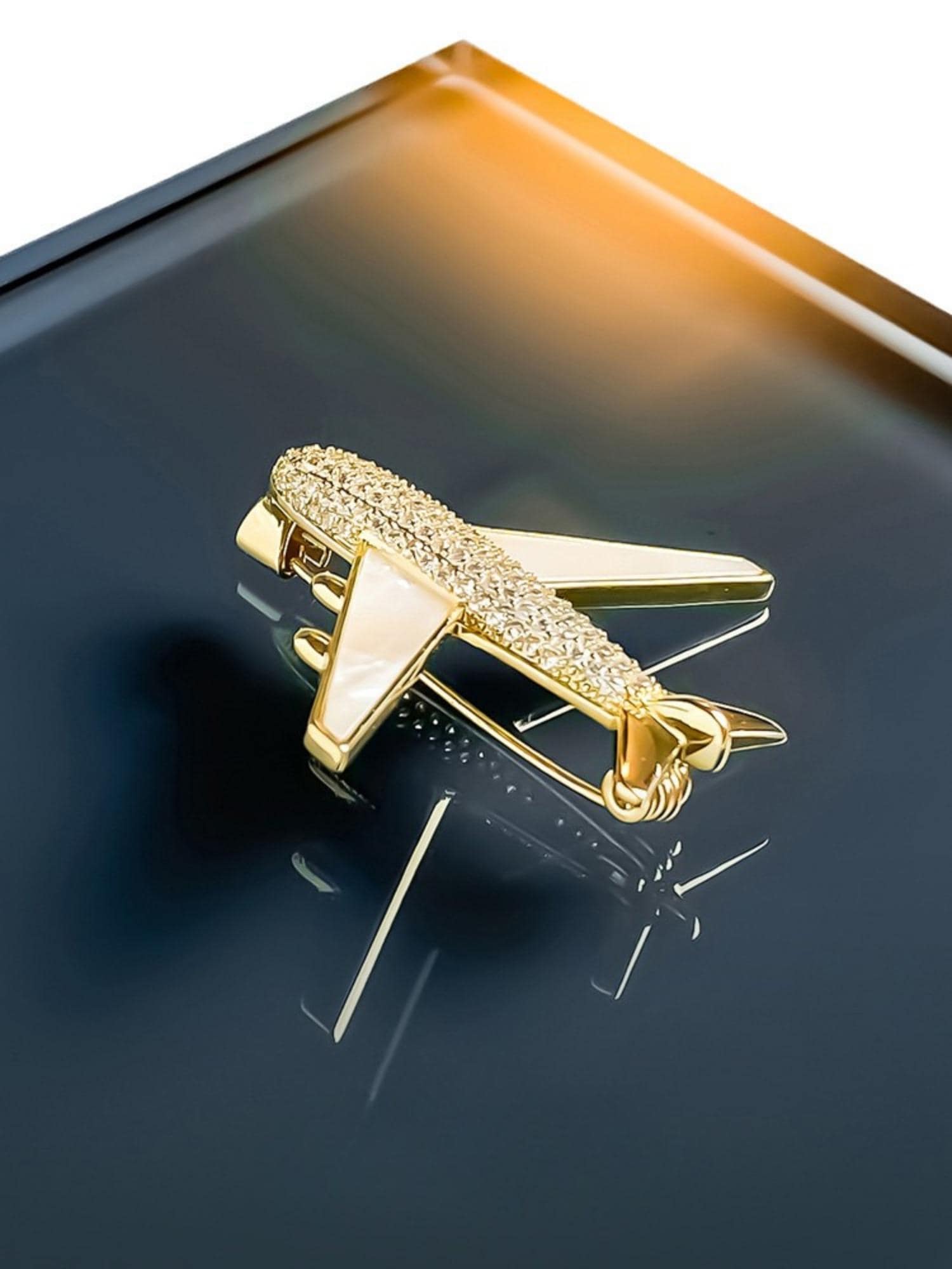 Golden Airplane Brooch
