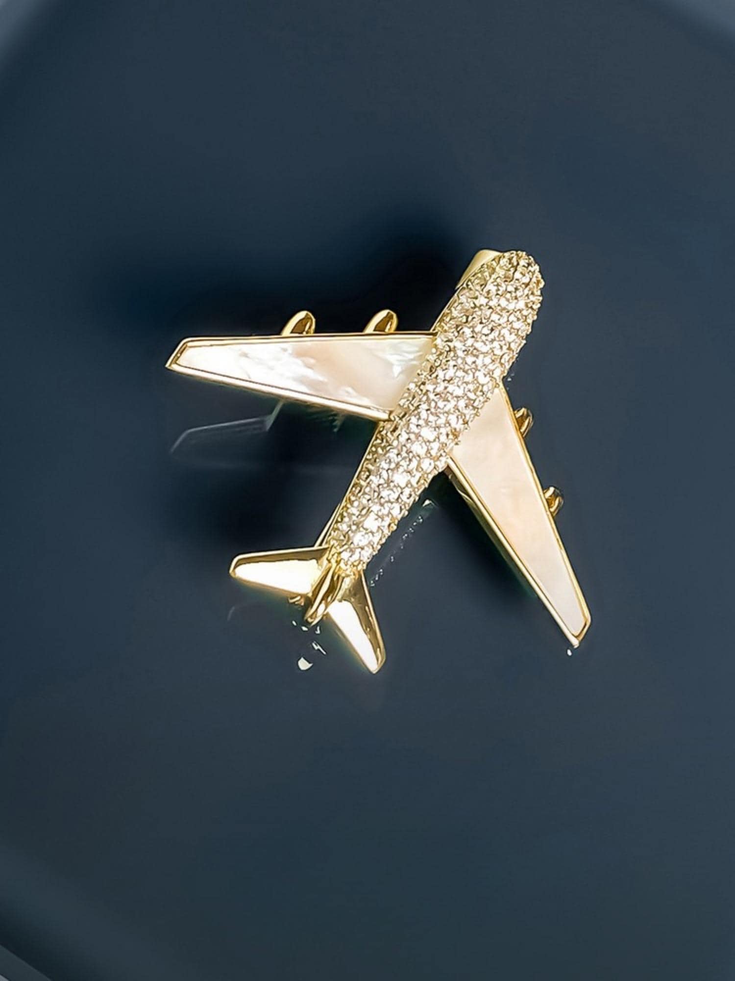 Golden Airplane Brooch