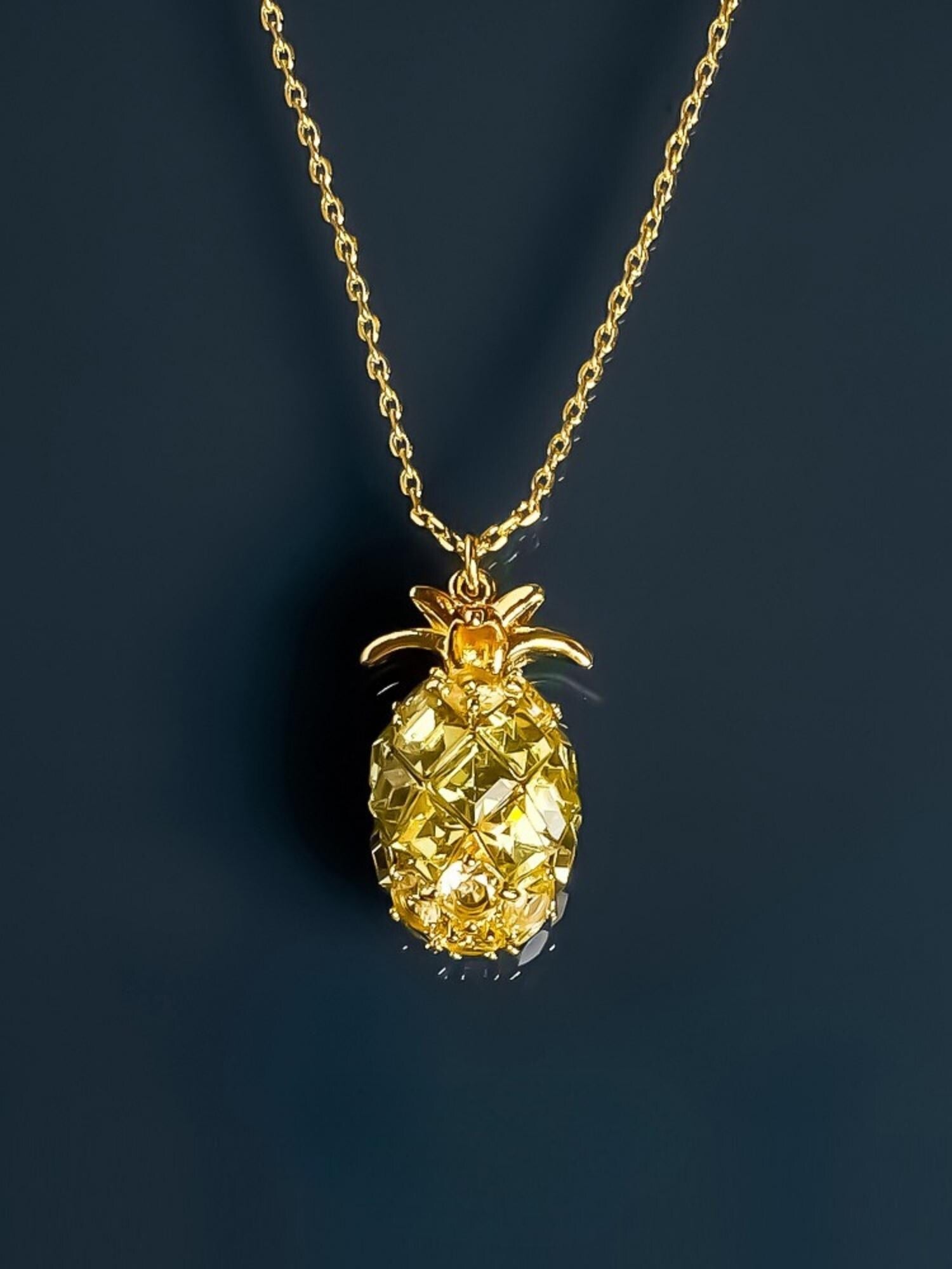 Golden Pineapple Pendant Necklace