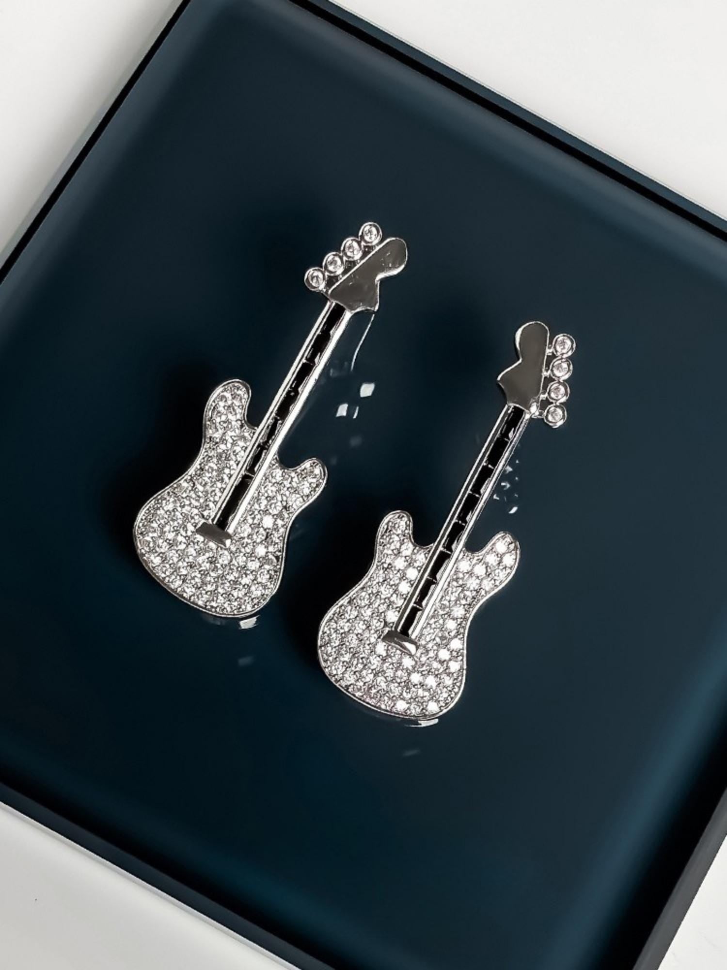 Crystal Guitar Earrings