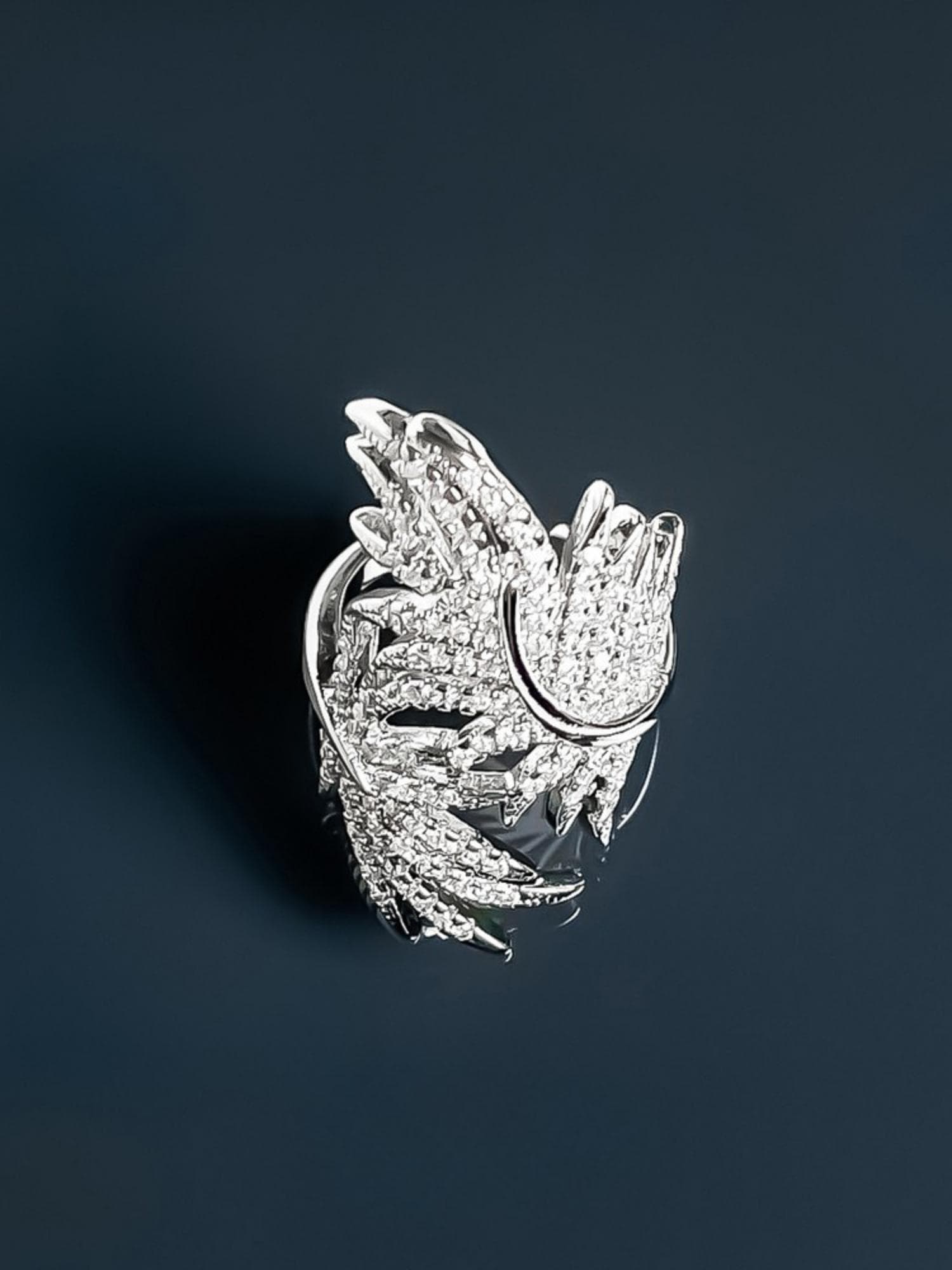 Crystal Feather Ring