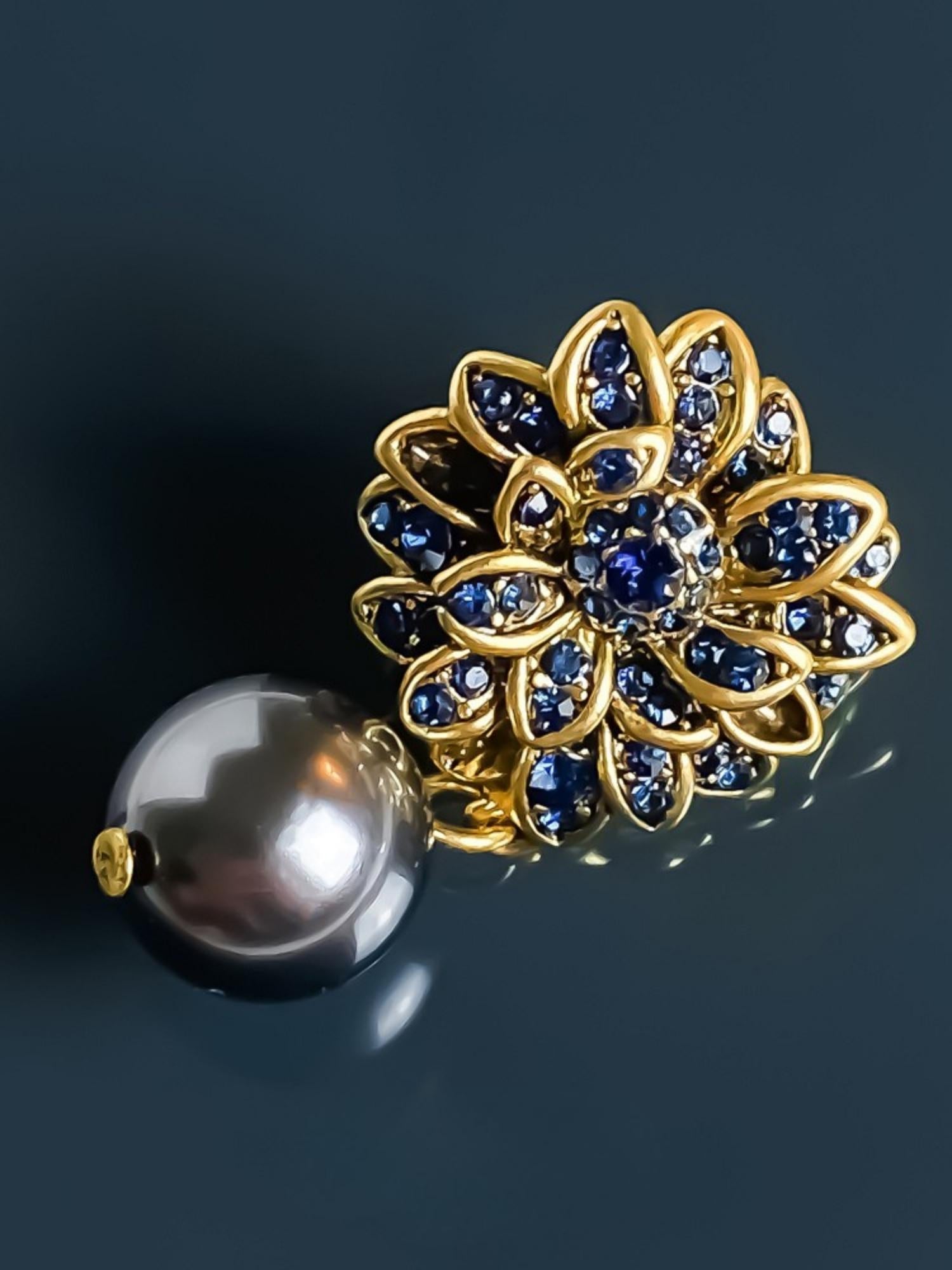 Midnight Bloom with Tahitian Pearl Drop Earrings