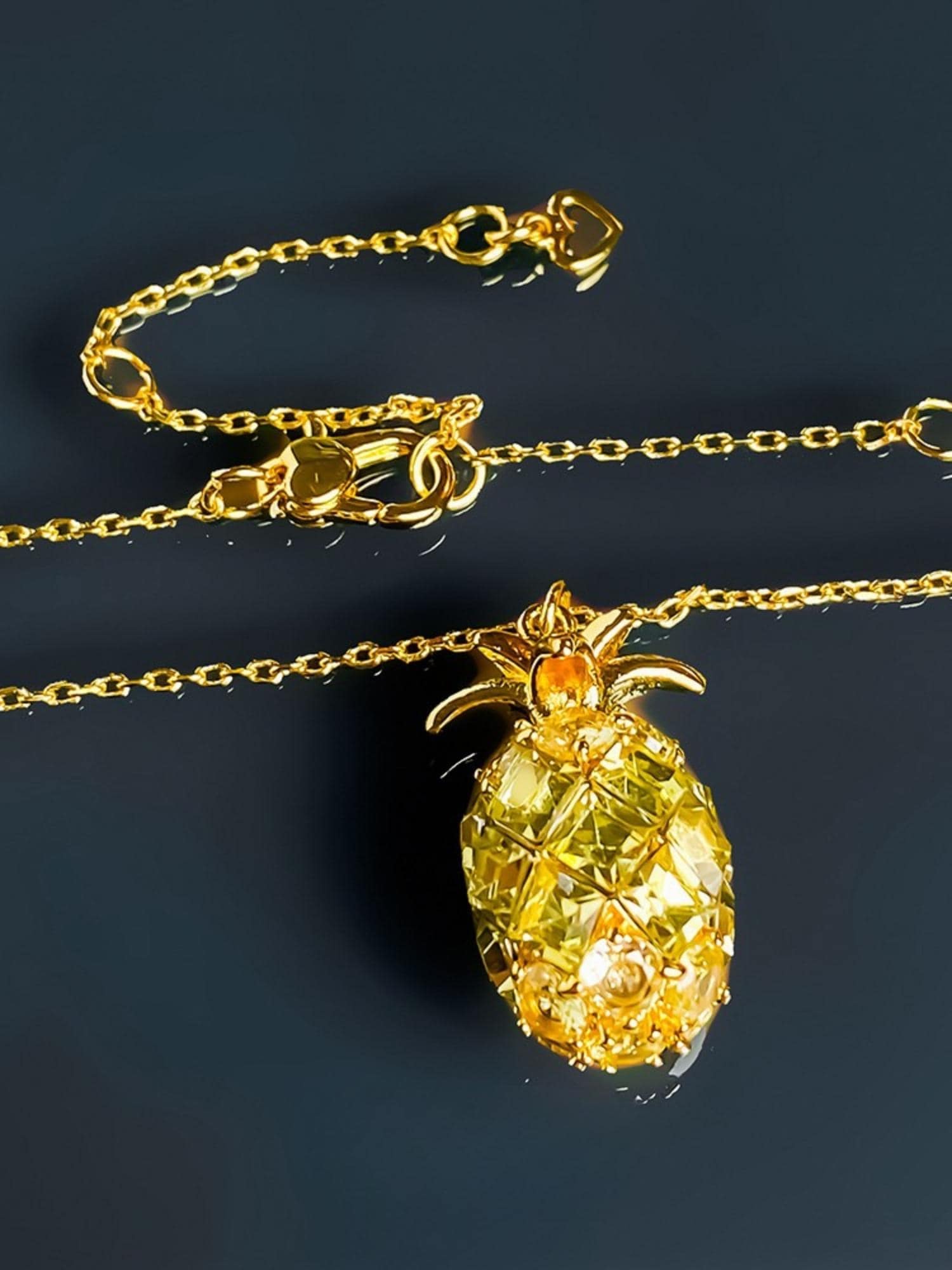 Golden Pineapple Pendant Necklace