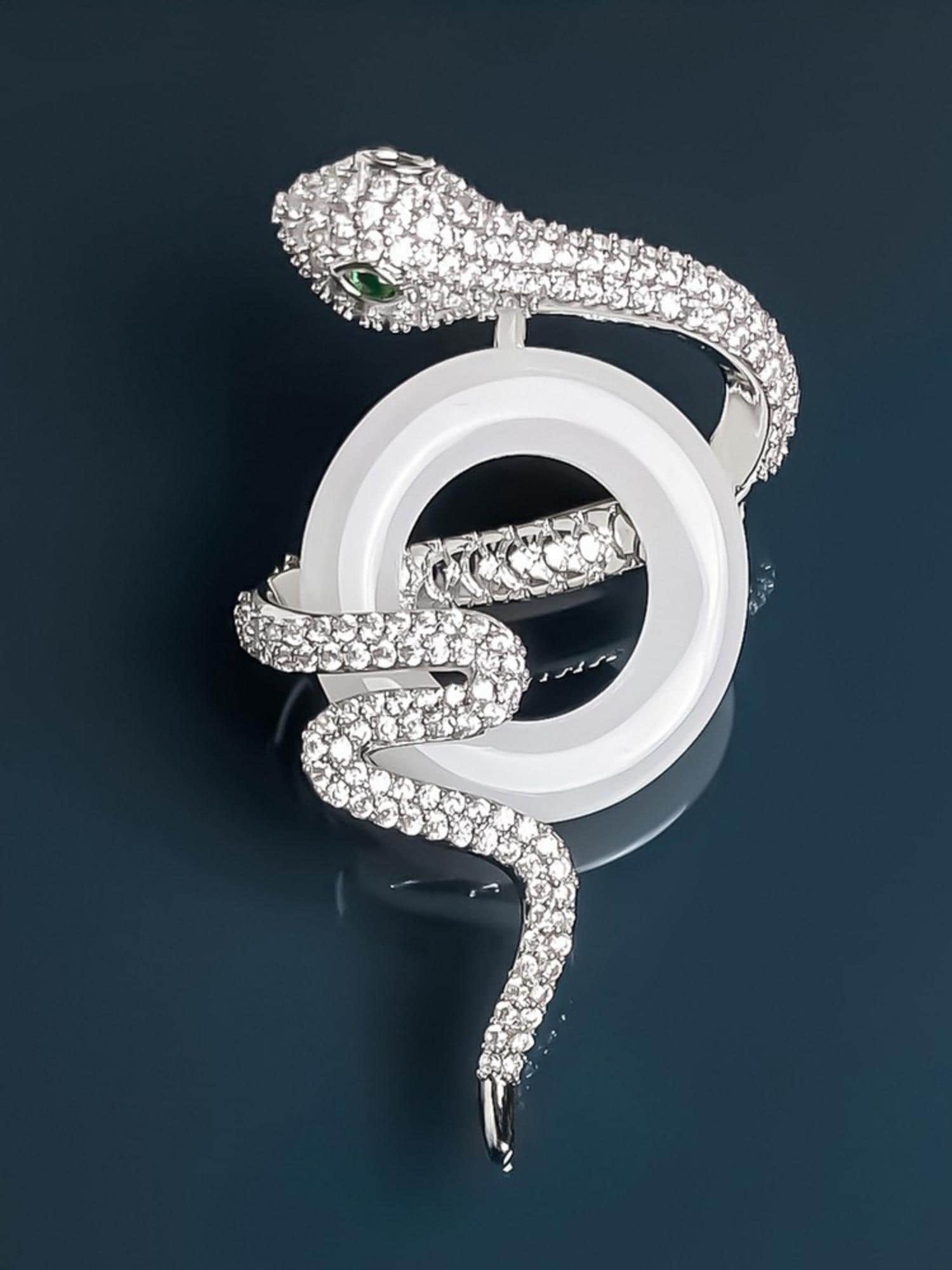 Serpent Brooch with Jade