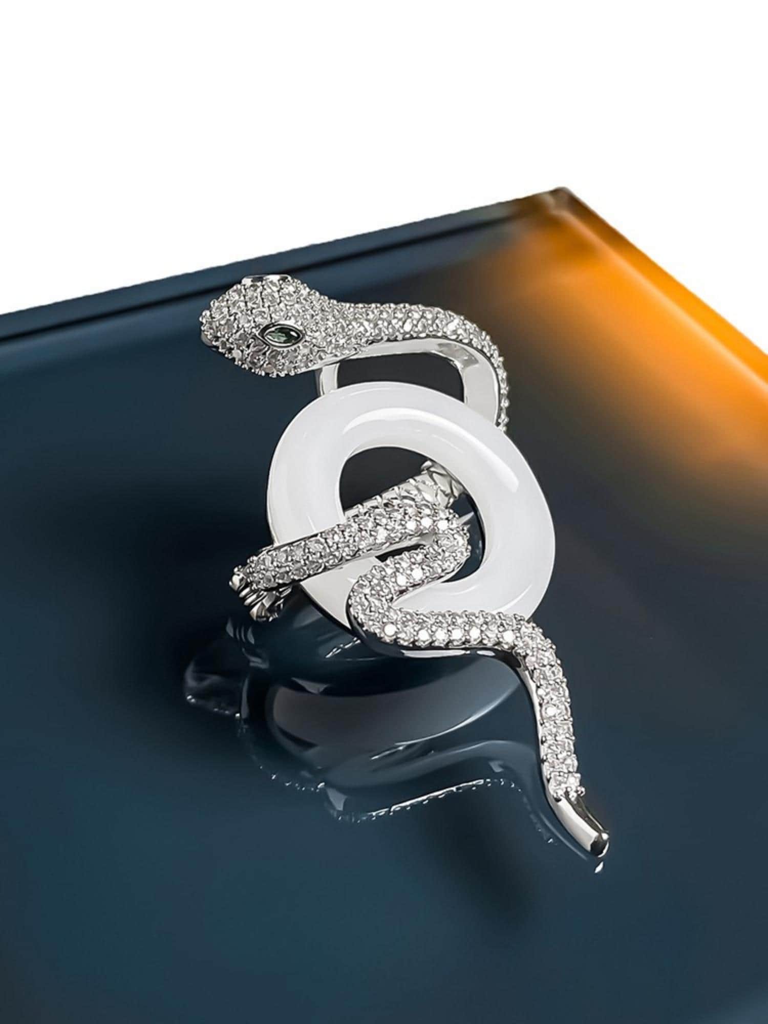 Serpent Brooch with Jade