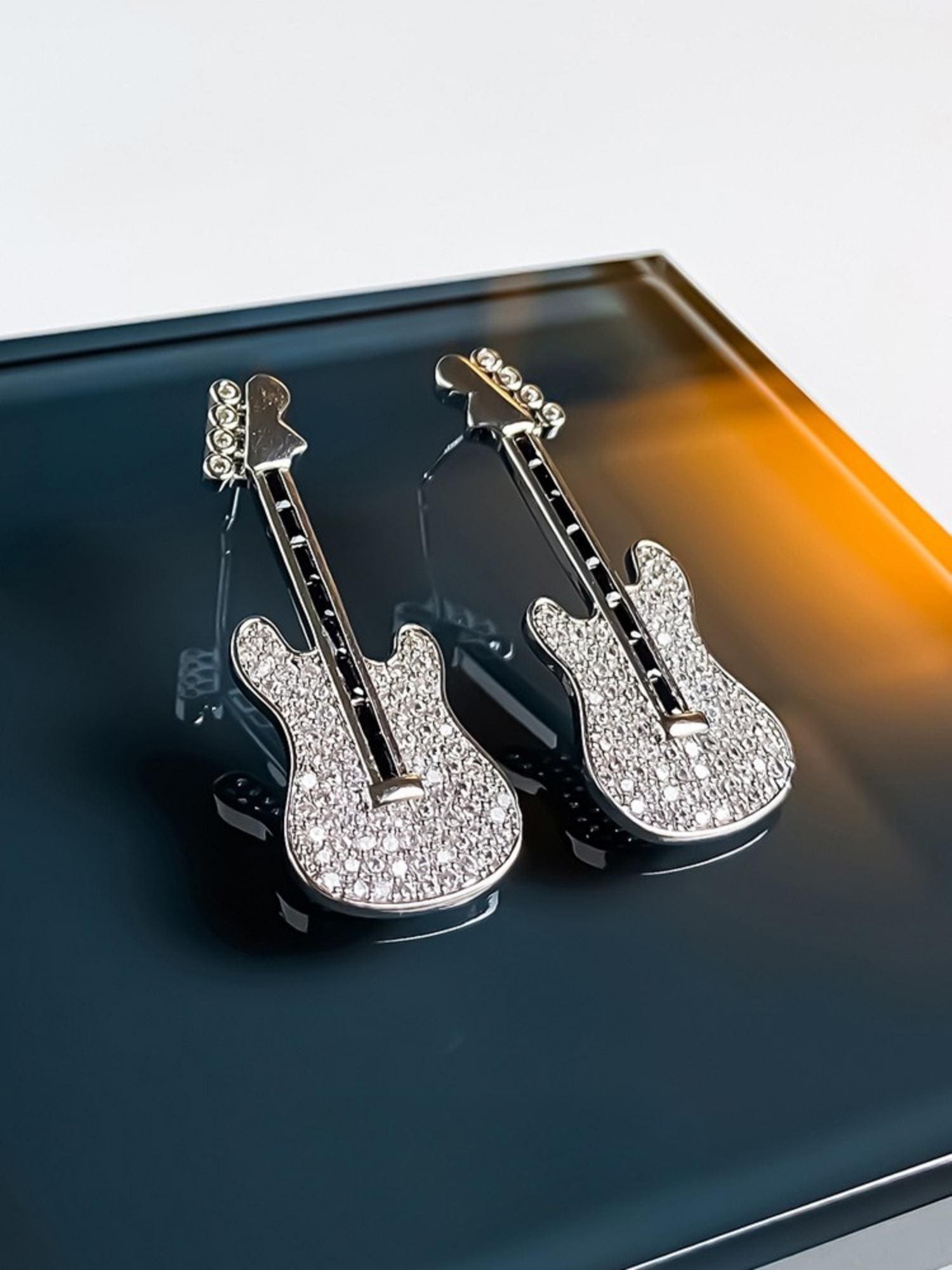 Crystal Guitar Earrings