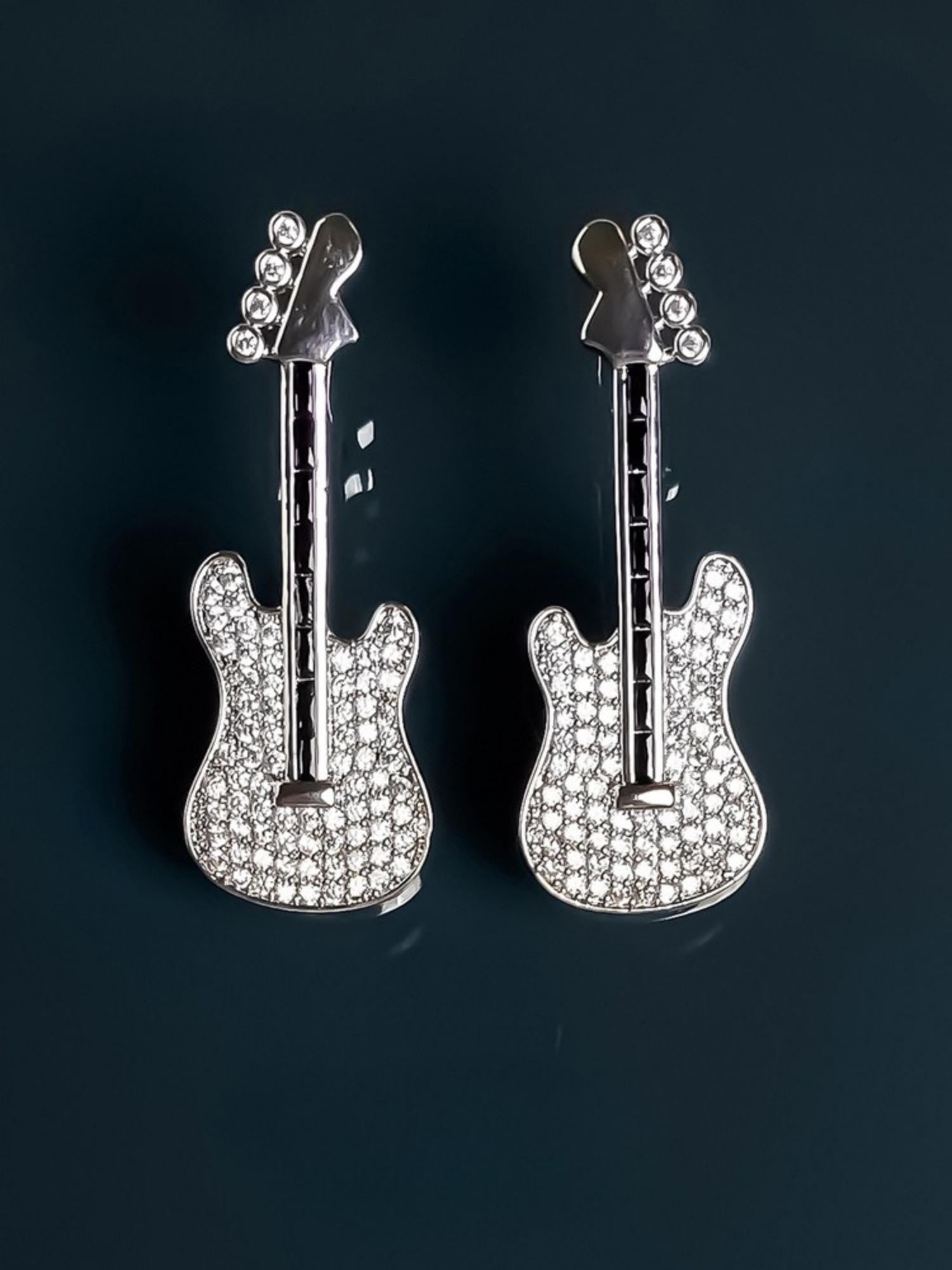 Crystal Guitar Earrings
