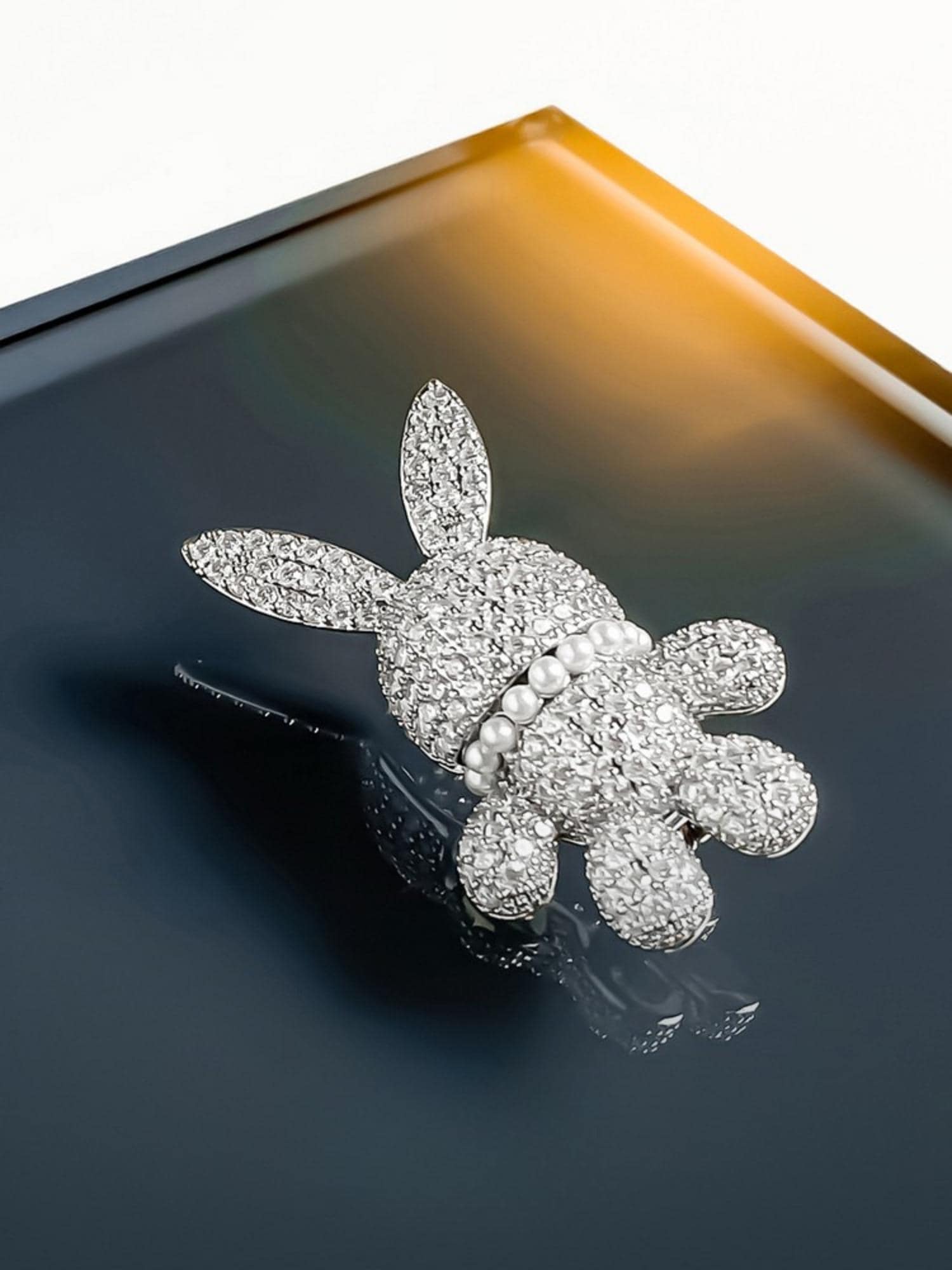 Crystal Bunny Brooch