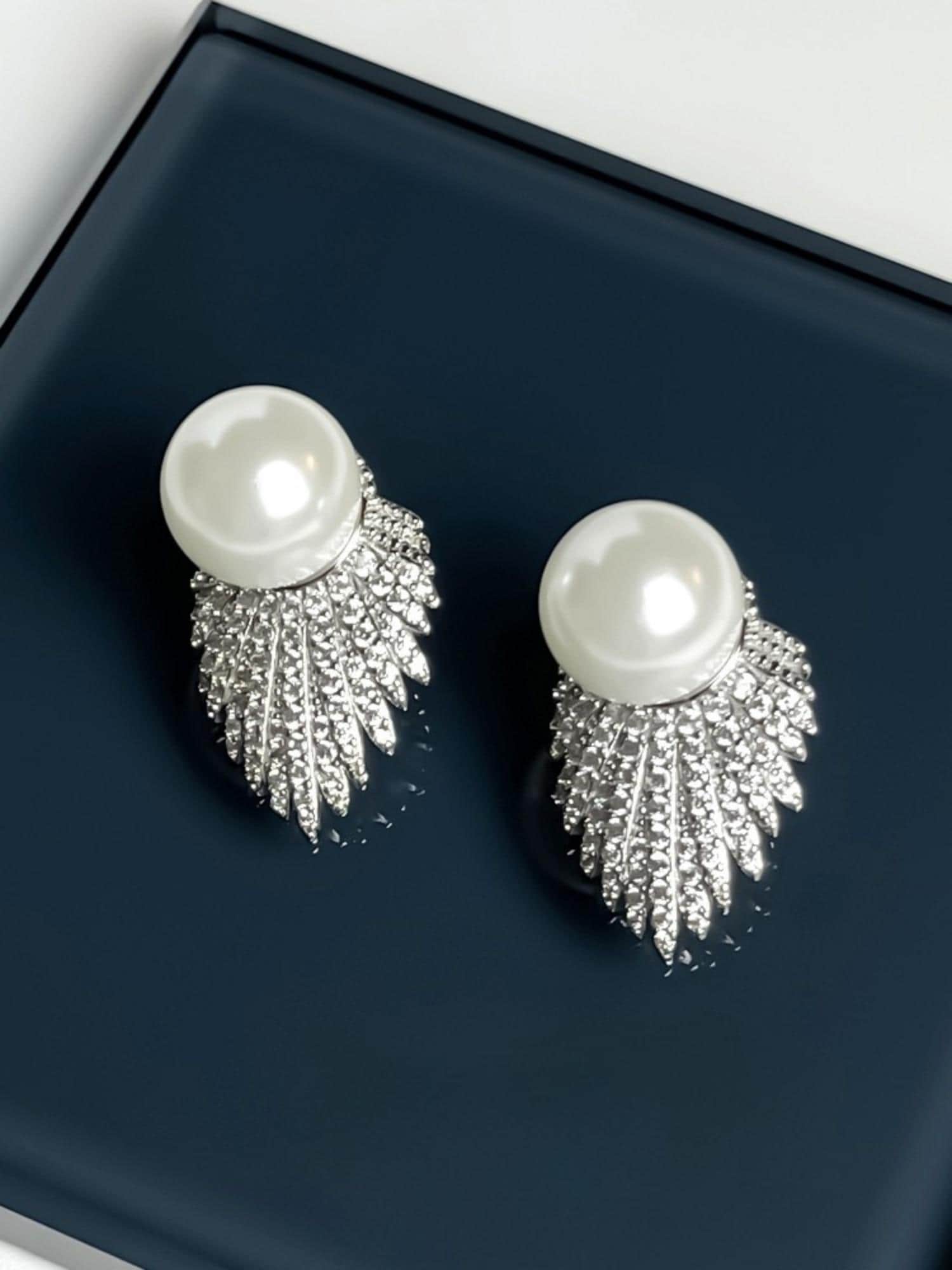 Tahitian Pearl Feather Earrings