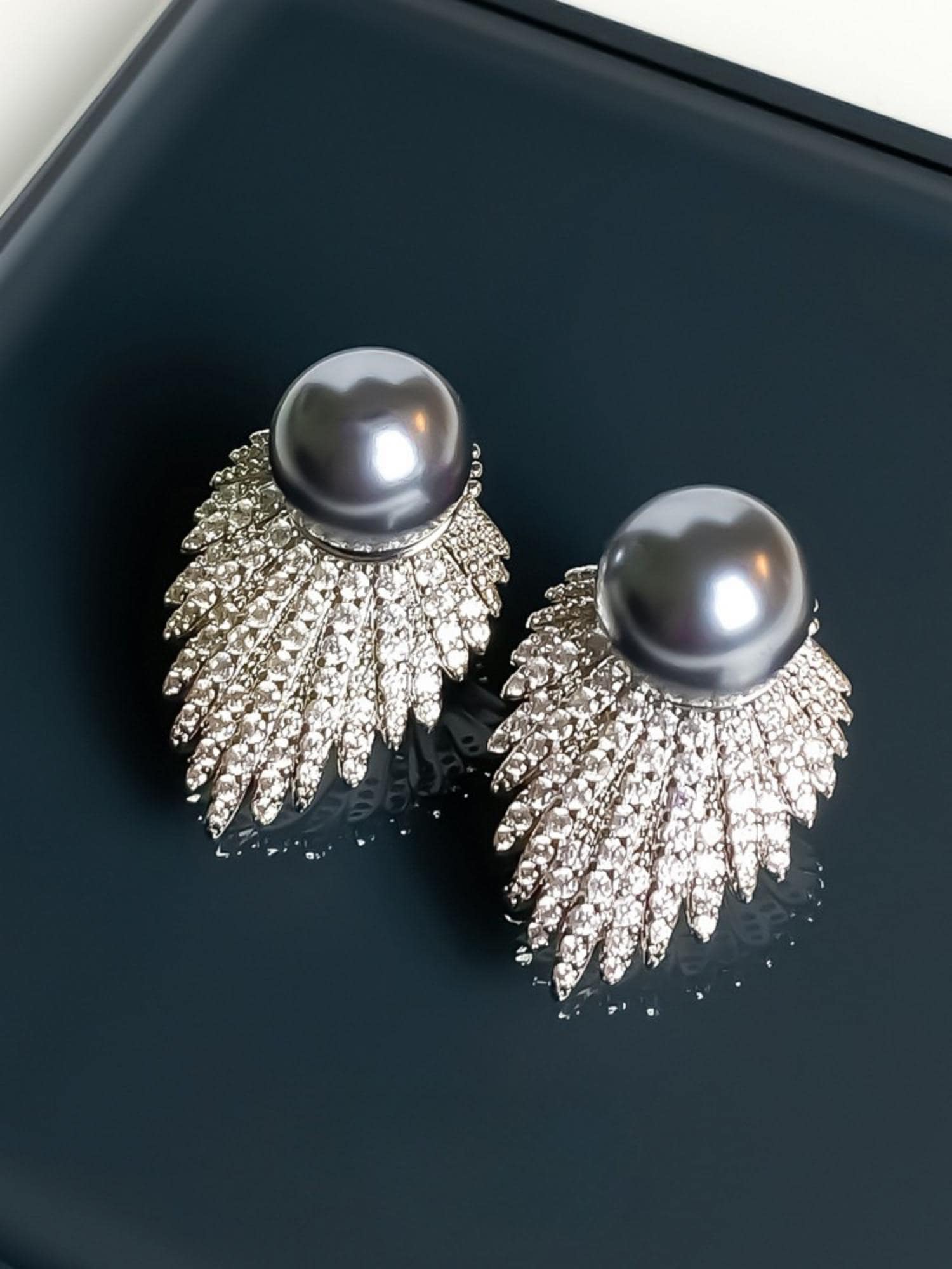 Tahitian Pearl Feather Earrings